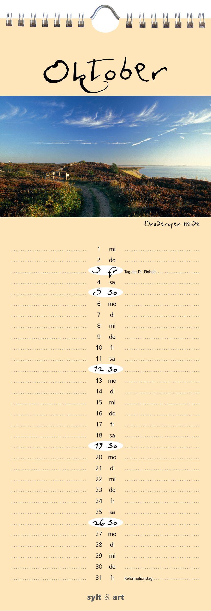 Beispielinhalt (Bild) Sylt-die Insel 2025 Streifenkalender