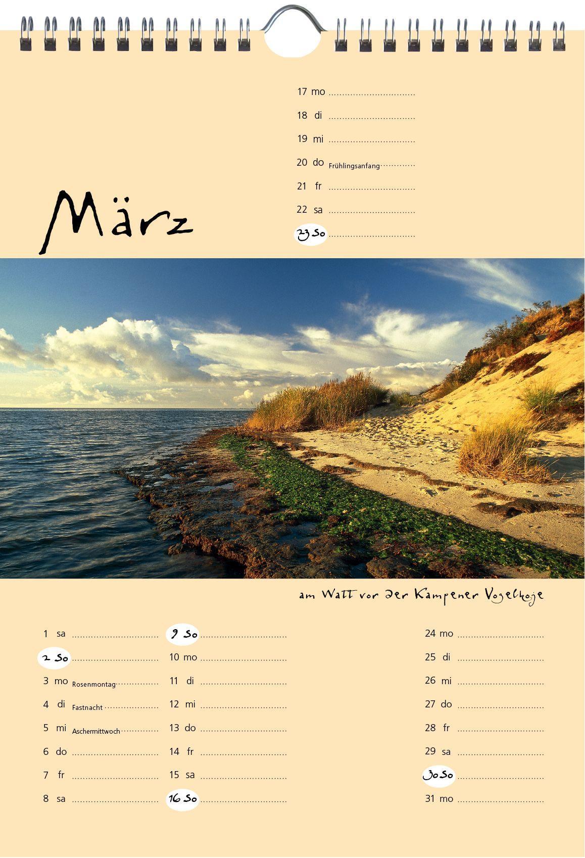 Beispielinhalt (Bild) Sylt-die Insel 2025 A4 Kalender