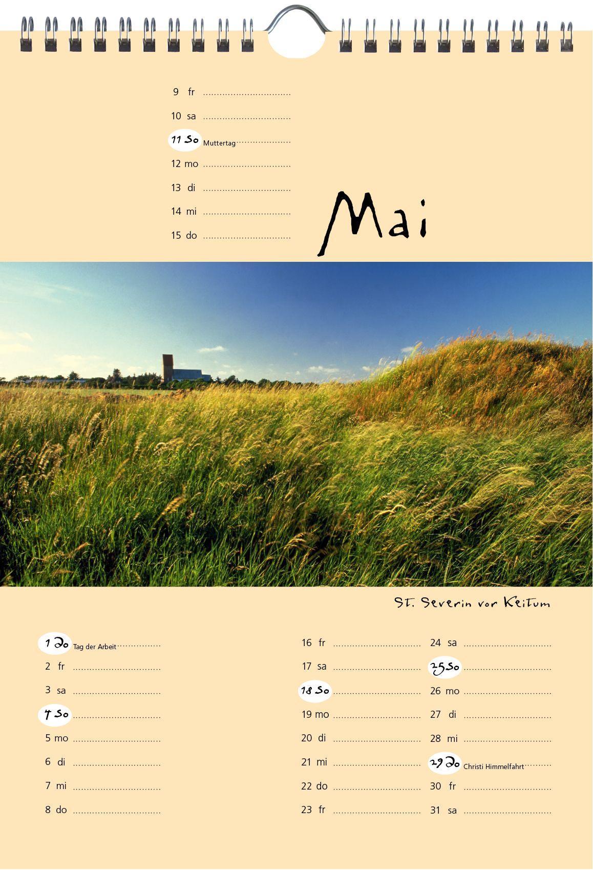 Beispielinhalt (Bild) Sylt-die Insel 2025 A4 Kalender