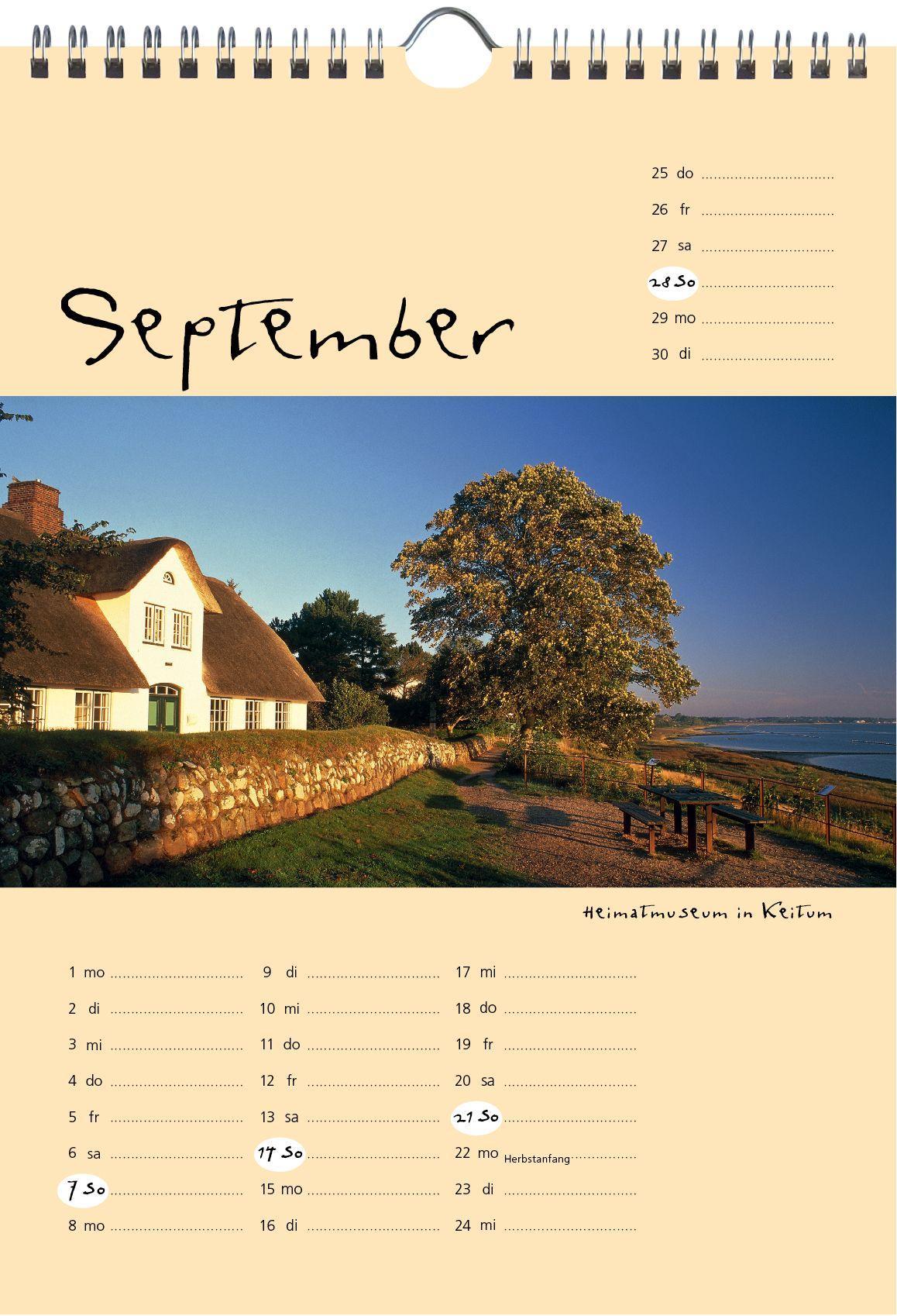 Beispielinhalt (Bild) Sylt-die Insel 2025 A4 Kalender