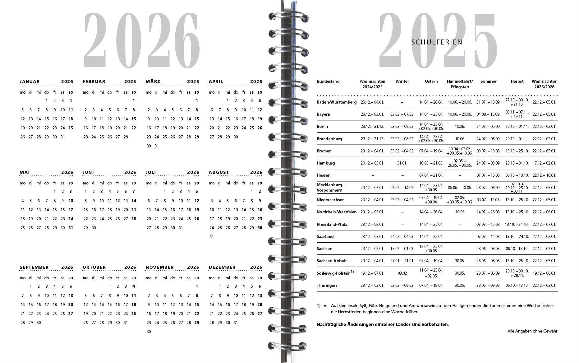 Beispielinhalt (Bild) Sylt-die Insel Tischkalender