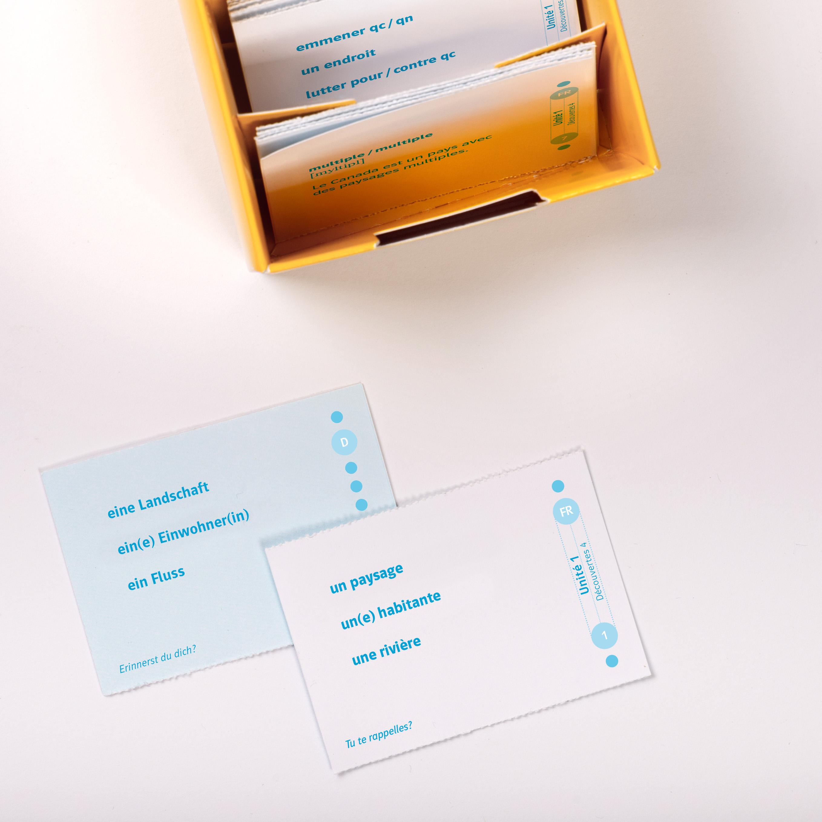 Beispielinhalt (Bild) Découvertes 4 (ab 2020) - Vokabel-Lernbox zum Schulbuch 4. Lernjahr