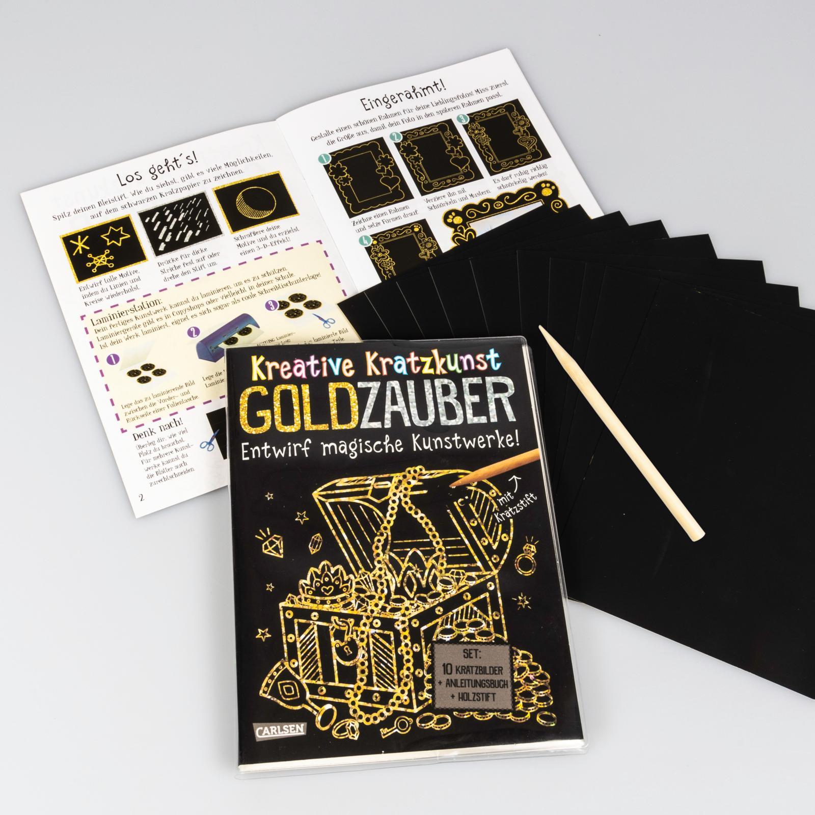 Beispielinhalt (Bild) Kratzbilder für Kinder: Kreative Kratzkunst: Goldzauber