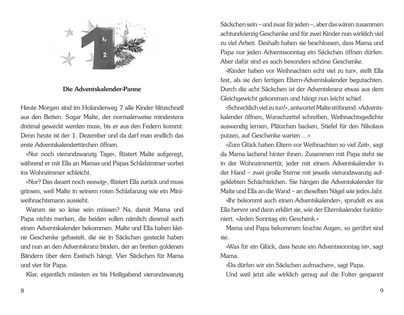 Beispielinhalt (Bild) Advent im Holunderweg - 24 neue Geschichten bis zum Weihnachtsfest