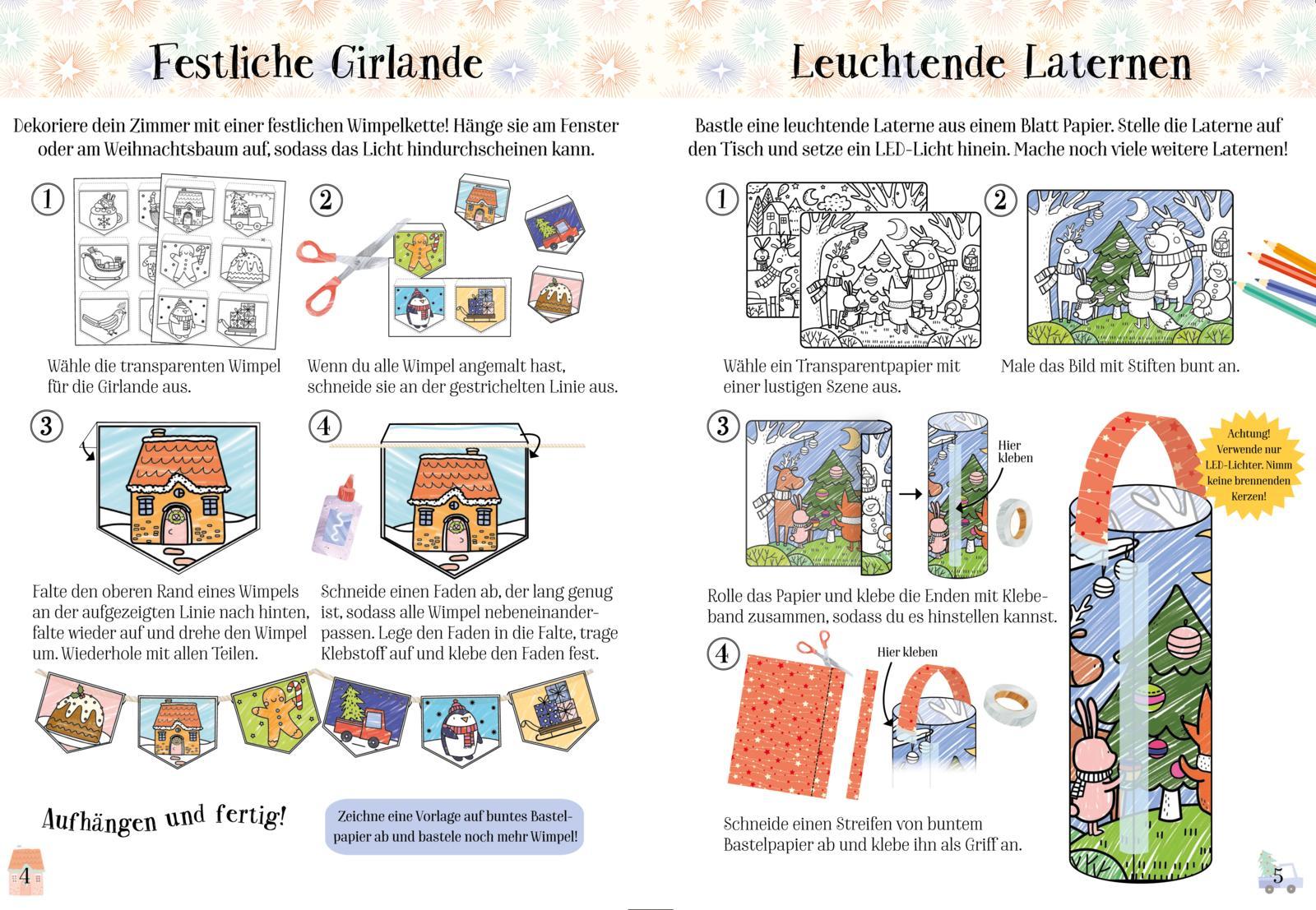 Beispielinhalt (Bild) Bastelset für Kinder: Kreatives Bastelset: Weihnachten