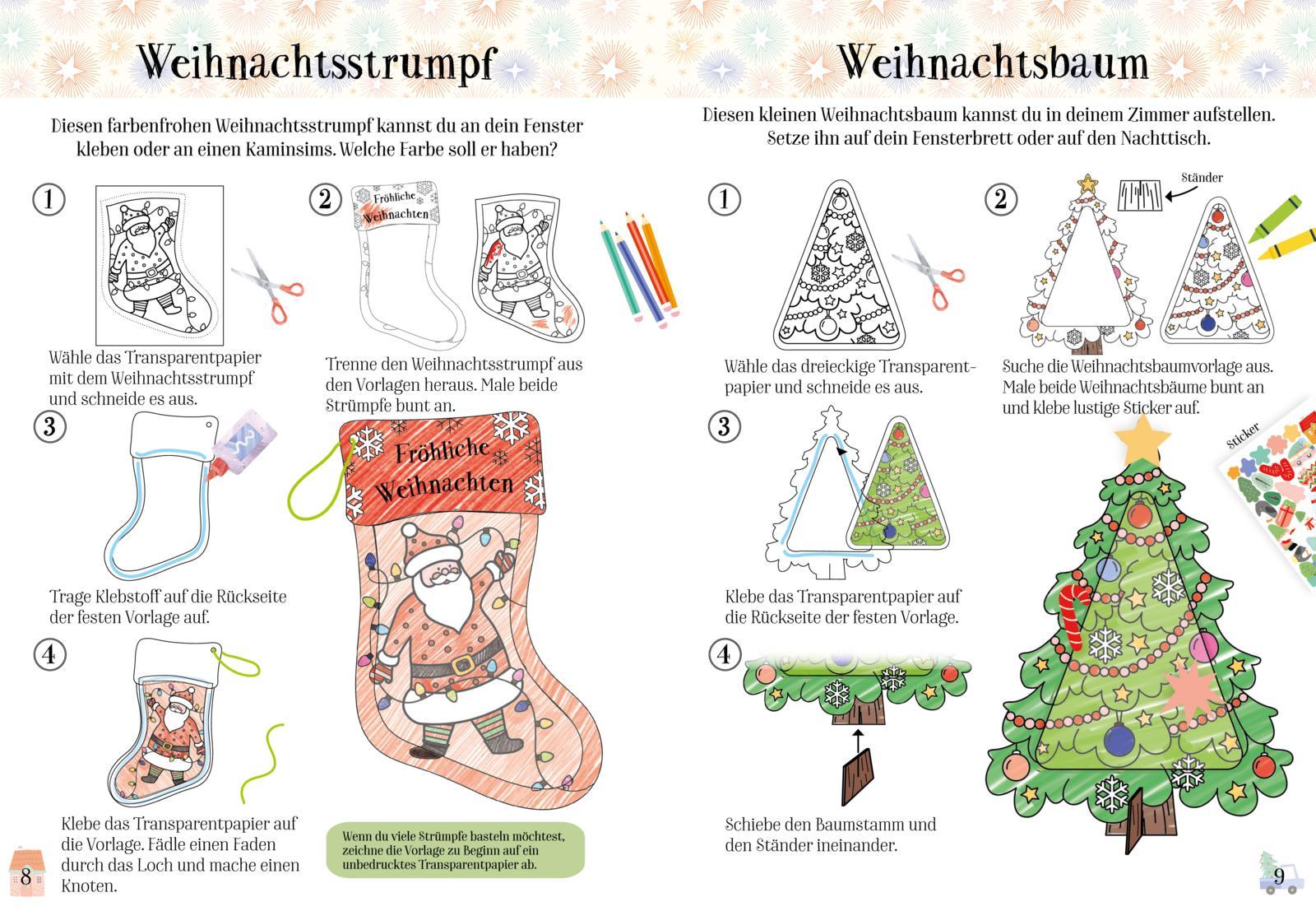 Beispielinhalt (Bild) Bastelset für Kinder: Kreatives Bastelset: Weihnachten