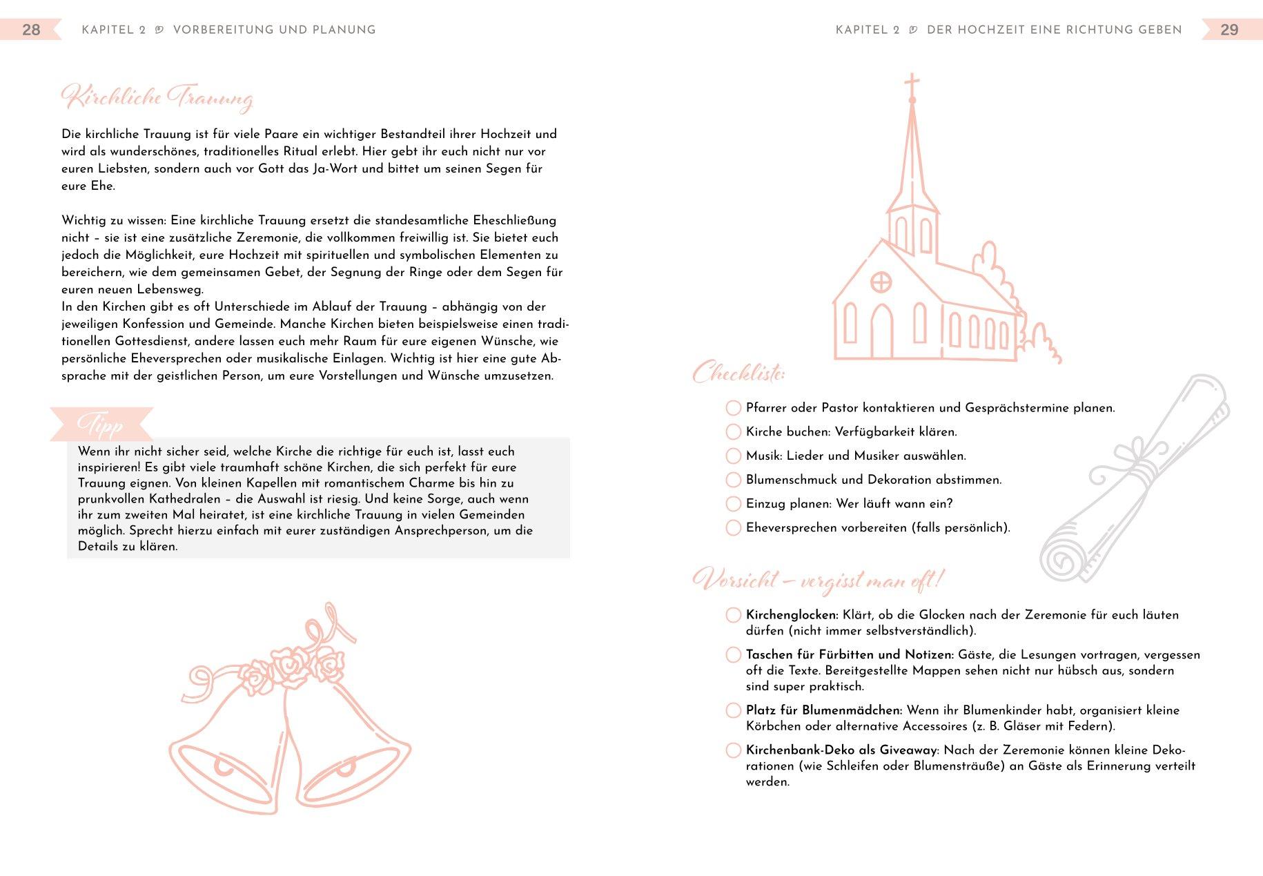 Beispielinhalt (Bild) Unser Hochzeitsplaner - Wedding Planer und Erinnerungsalbum