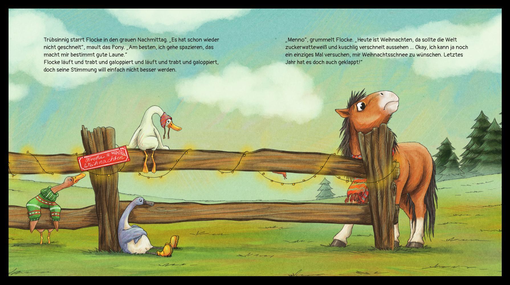 Beispielinhalt (Bild) Flocke, das Weihnachtspony - Die magische Waldweihnacht