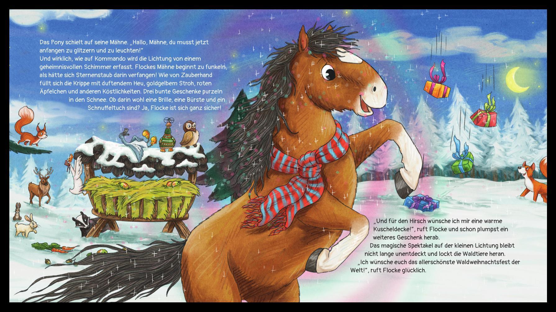 Beispielinhalt (Bild) Flocke, das Weihnachtspony - Die magische Waldweihnacht