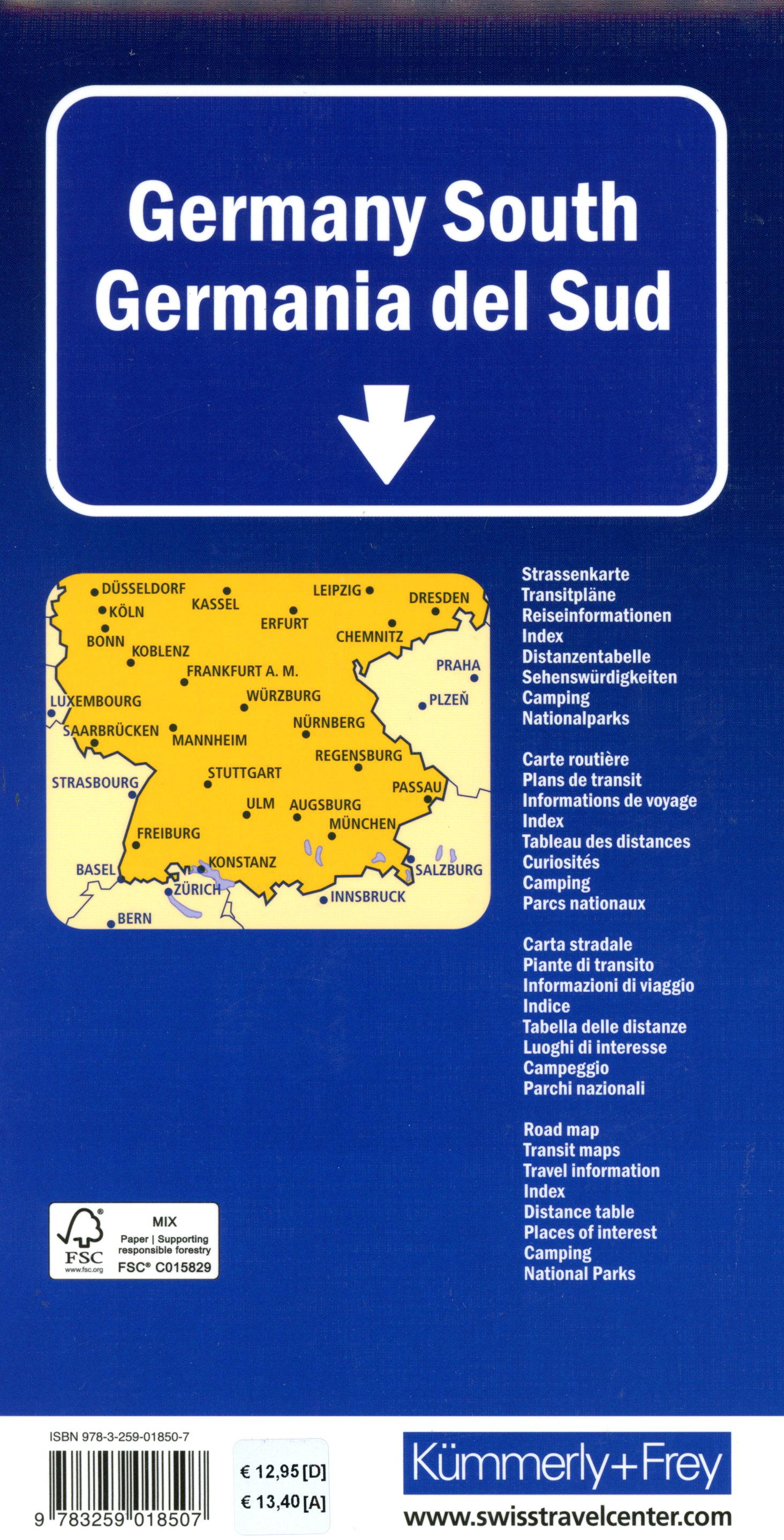 Beispielinhalt (Bild) Kümmerly+Frey Strassenkarte Deutschland Süd 1:500.000