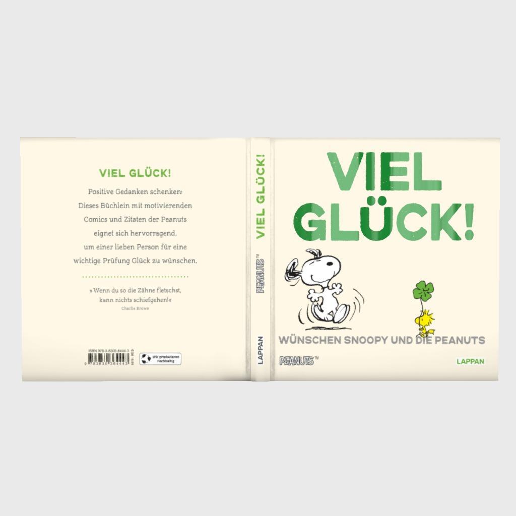 Beispielinhalt (Bild) Peanuts Geschenkbuch: Viel Glück wünschen Snoopy und die Peanuts!