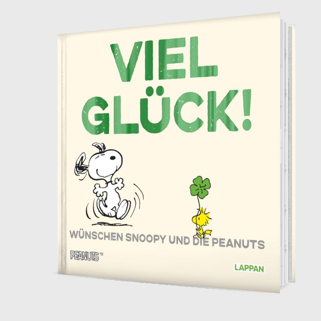 Beispielinhalt (Bild) Peanuts Geschenkbuch: Viel Glück wünschen Snoopy und die Peanuts!