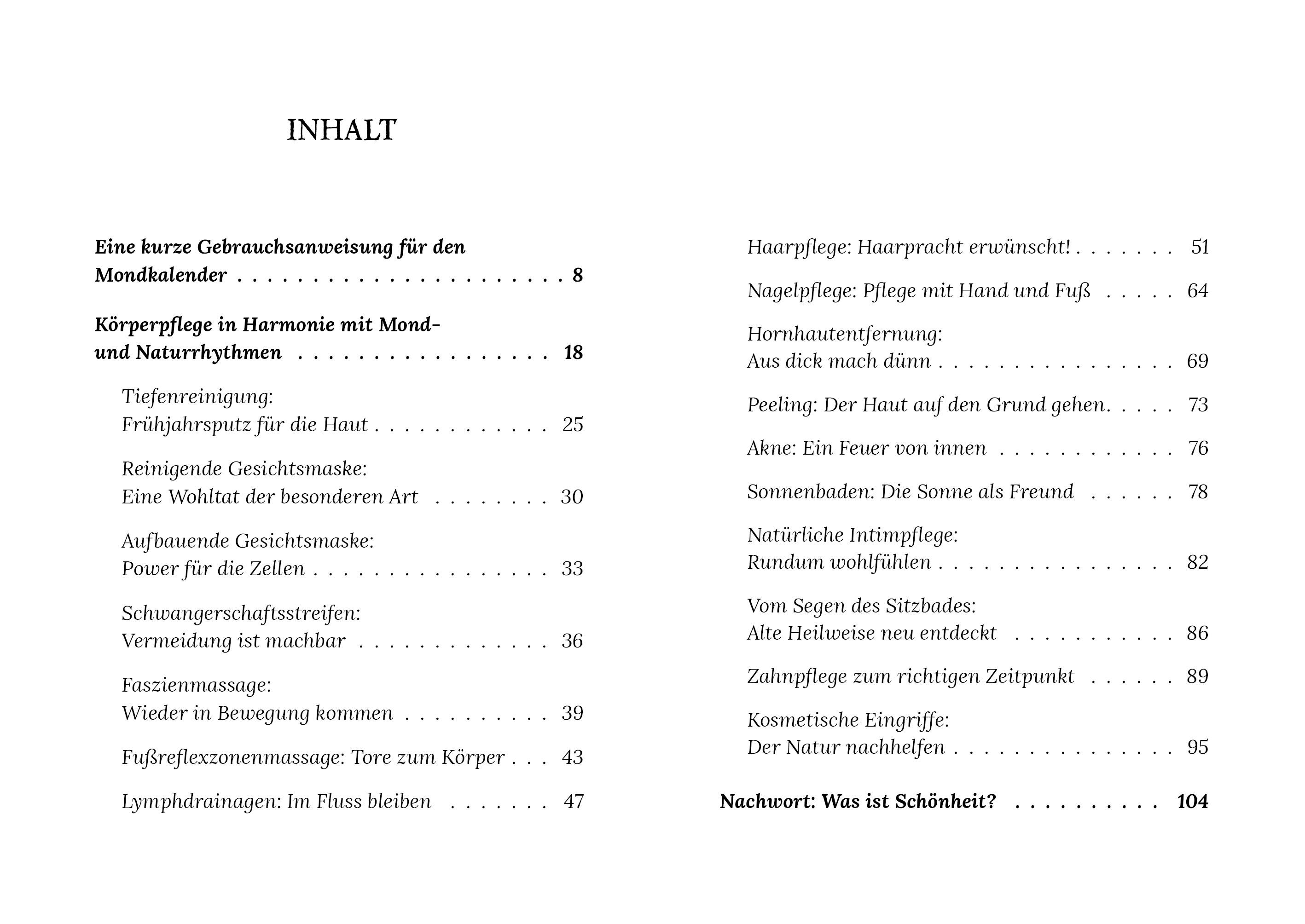 Beispielinhalt (Bild) Körperpflege und Kosmetik im Rhythmus des Mondes