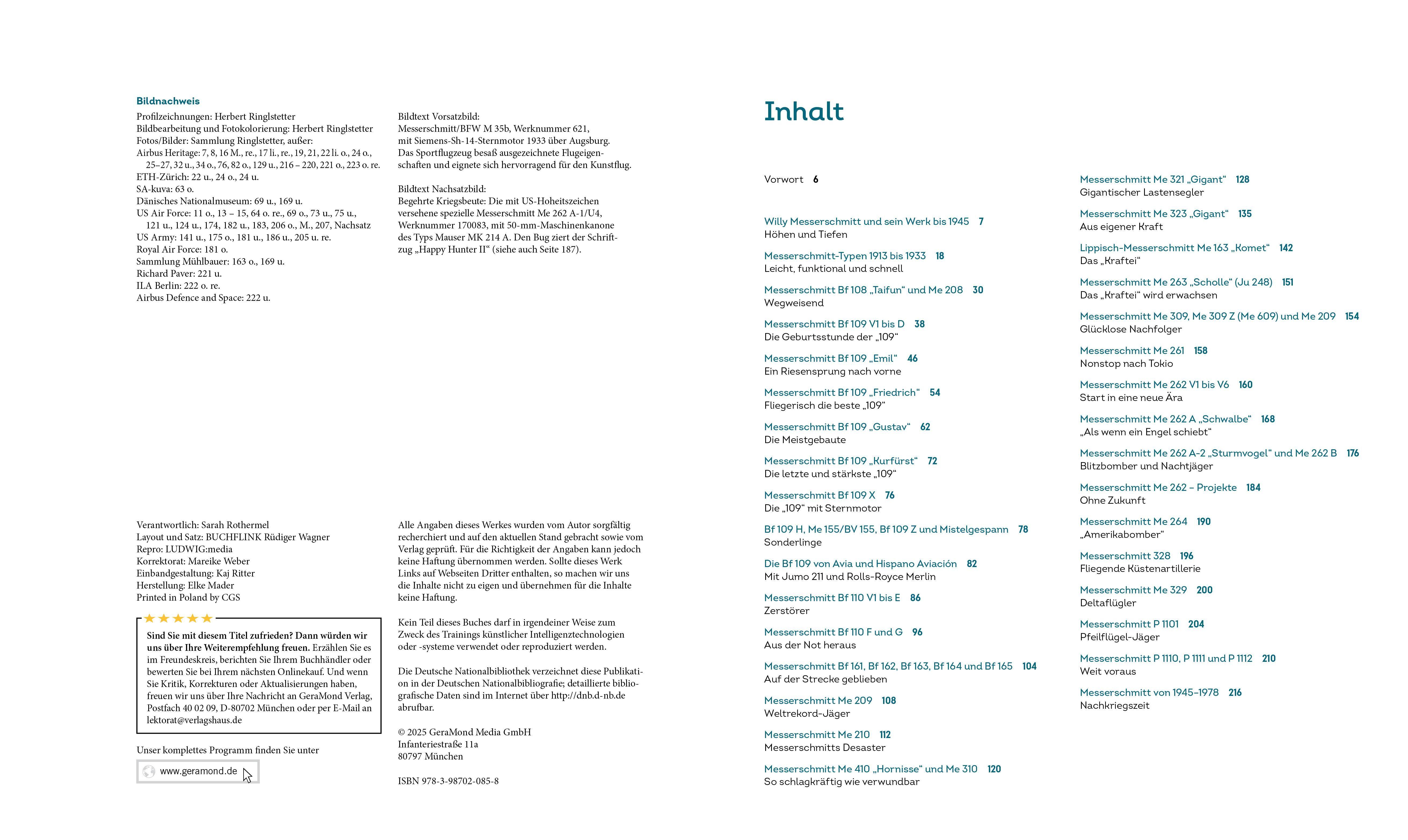 Beispielinhalt (Bild) Das große Messerschmitt Flugzeugbuch