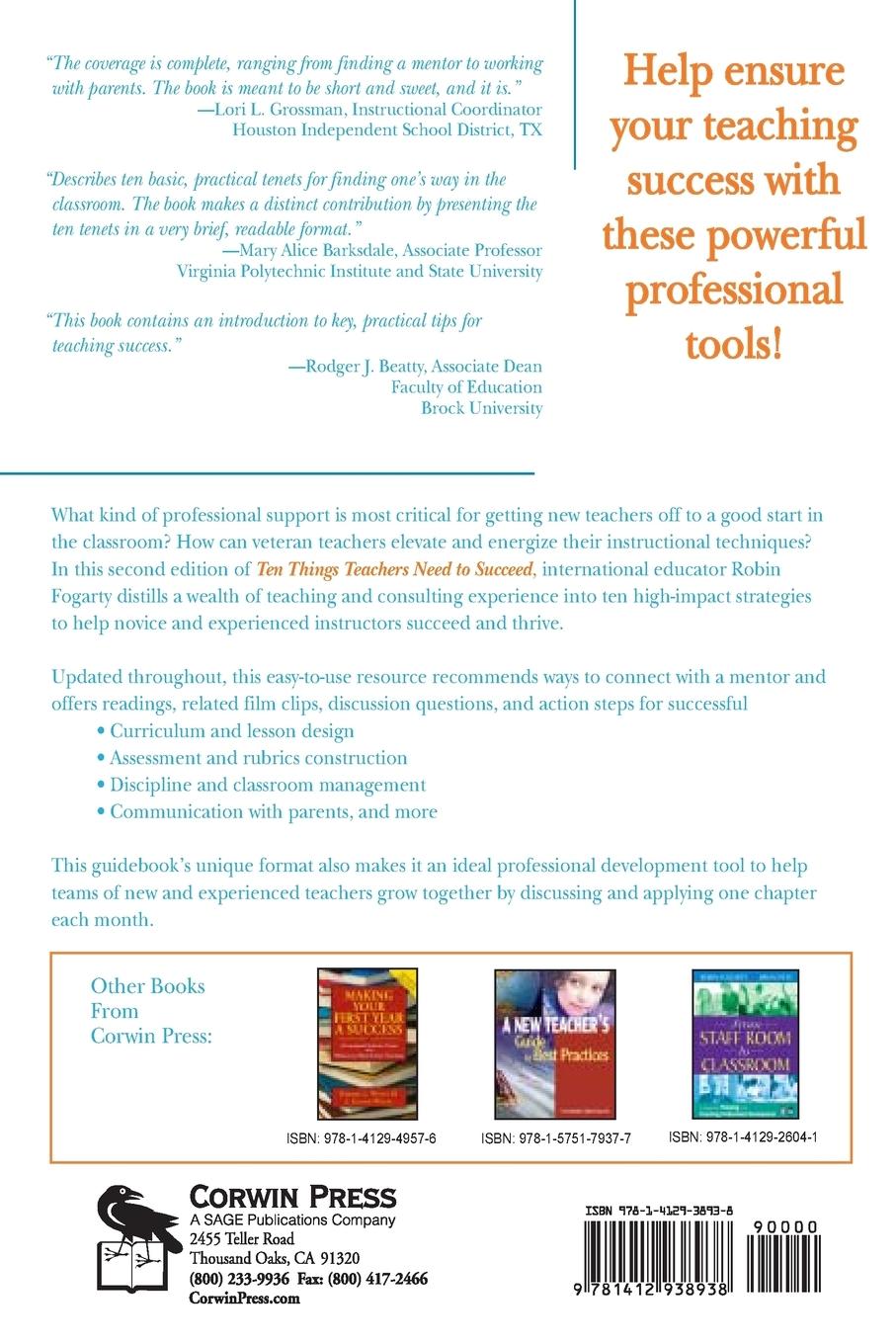 Rückseitencover Ten Things New Teachers Need to Succeed