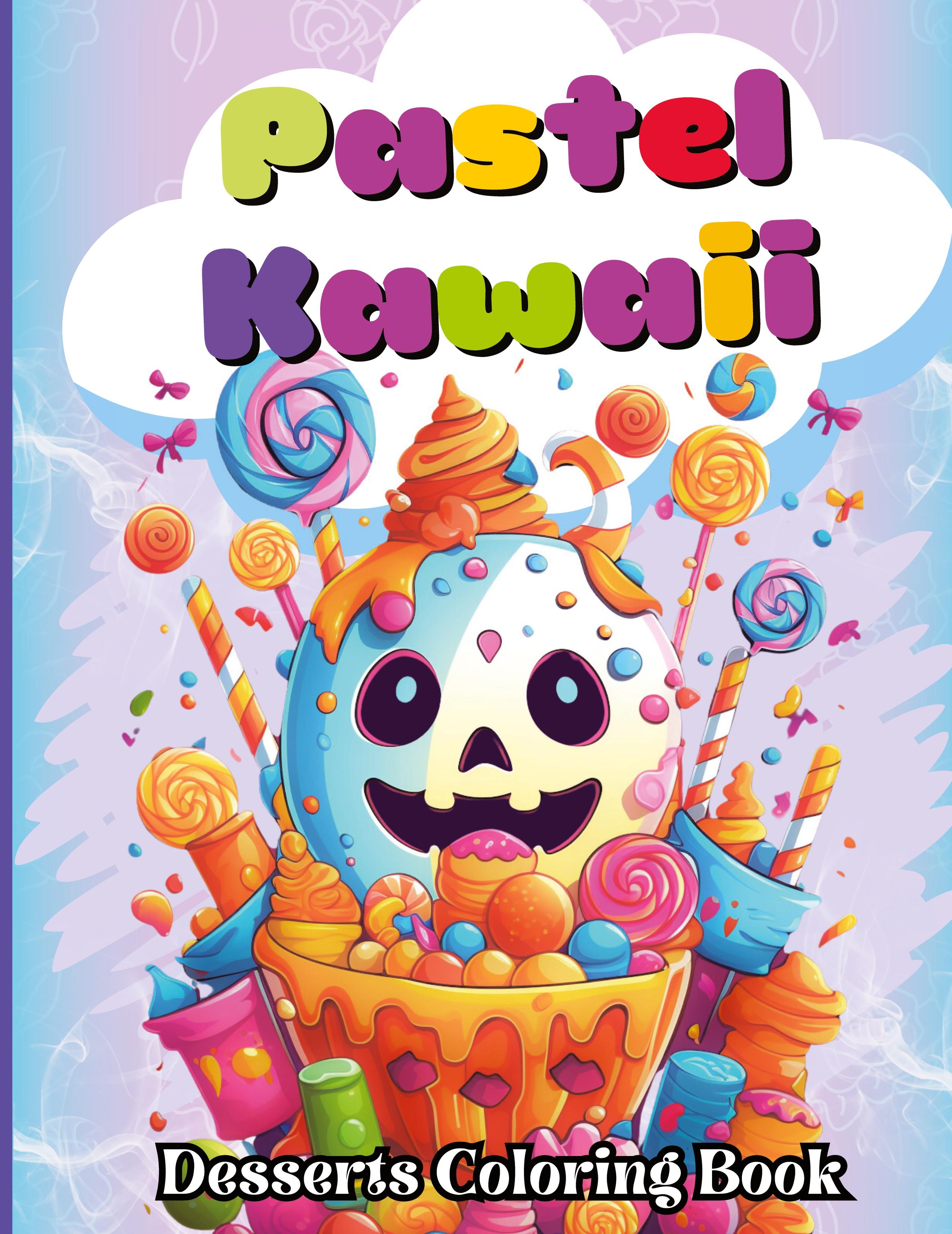Vorderes Coverbild Pastel Kawaii Desserts Coloring Book