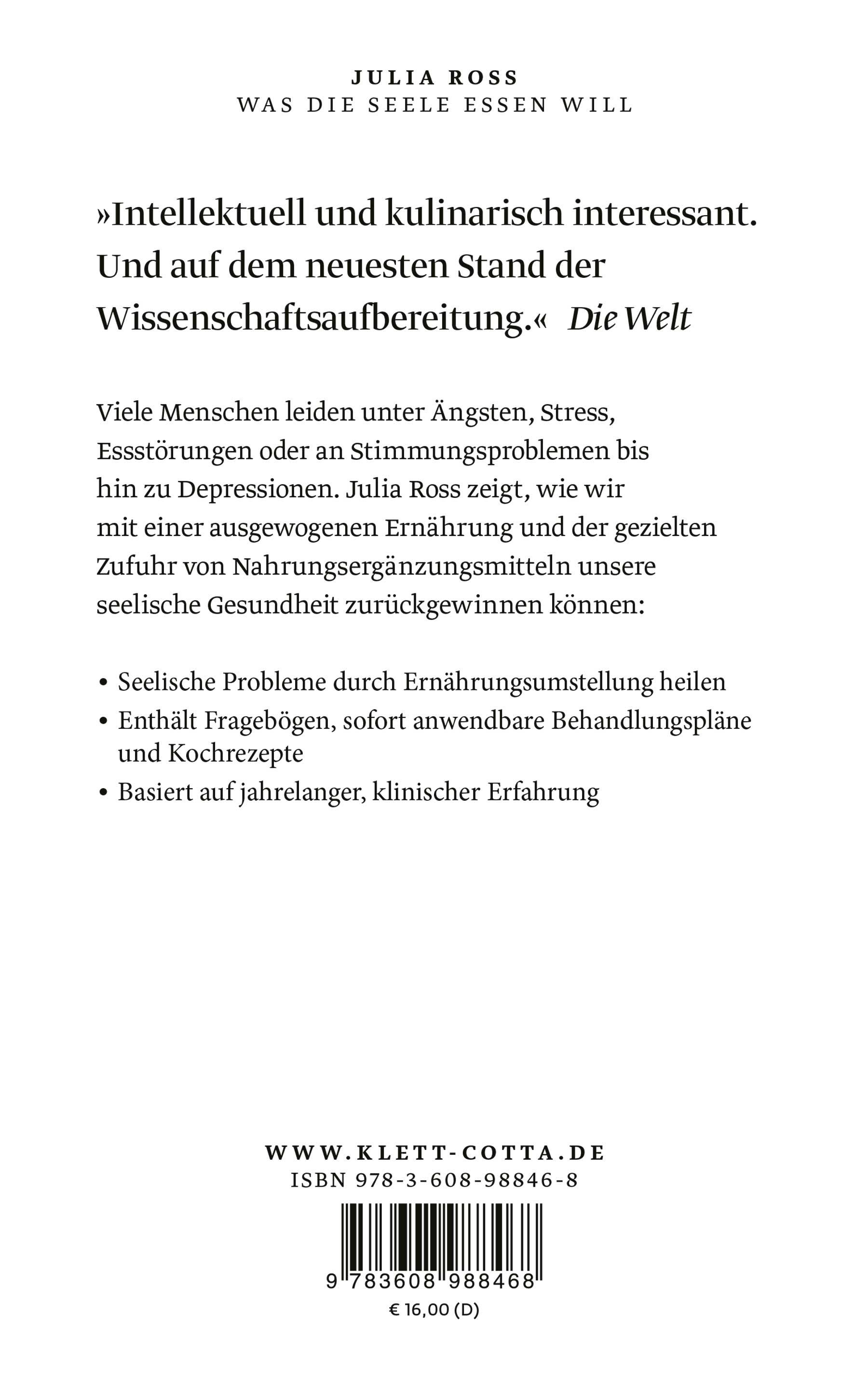 Rückseitencover Was die Seele essen will