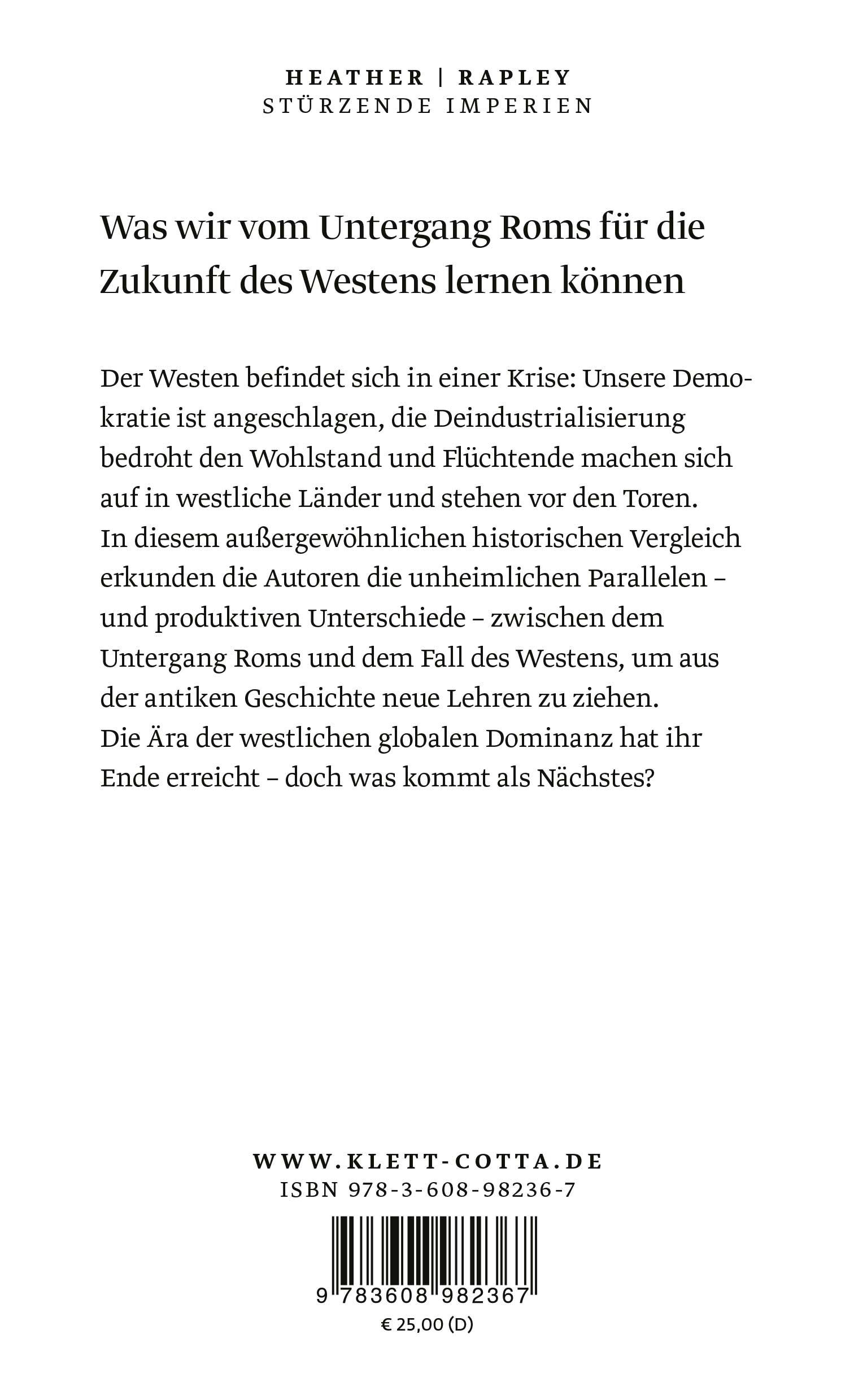 Rückseitencover Stürzende Imperien