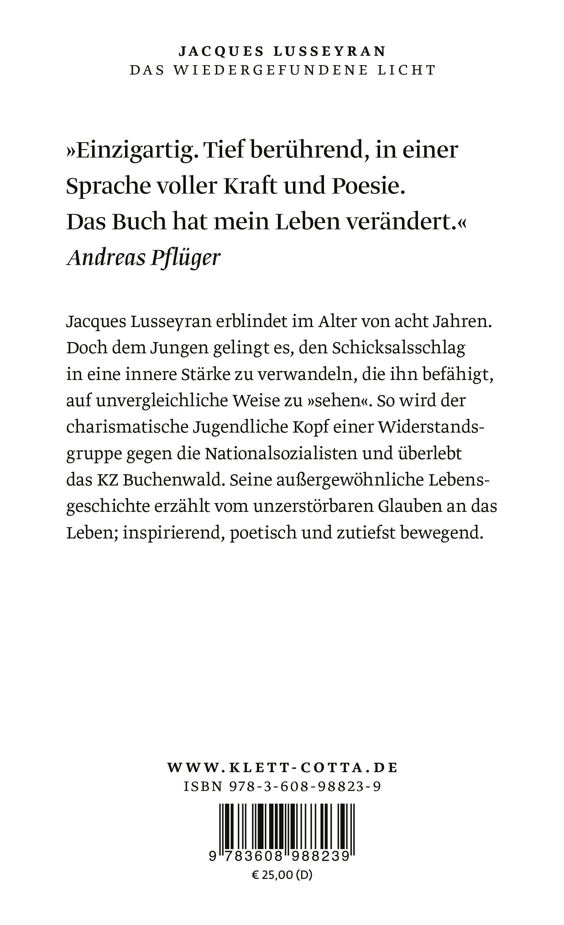 Rückseitencover Das wiedergefundene Licht