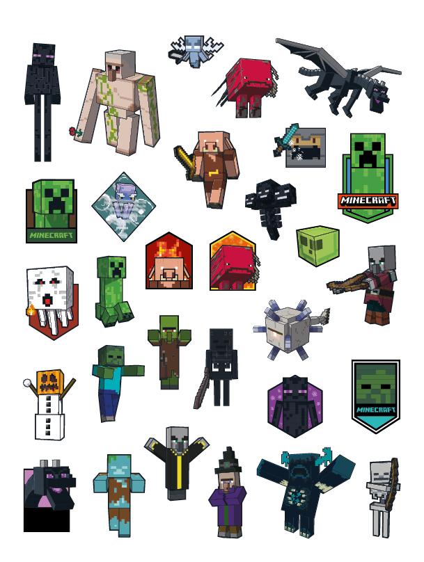 Beispielinhalt (Bild) Minecraft: 1001 Sticker: Stickern - Rätseln - Ausmalen
