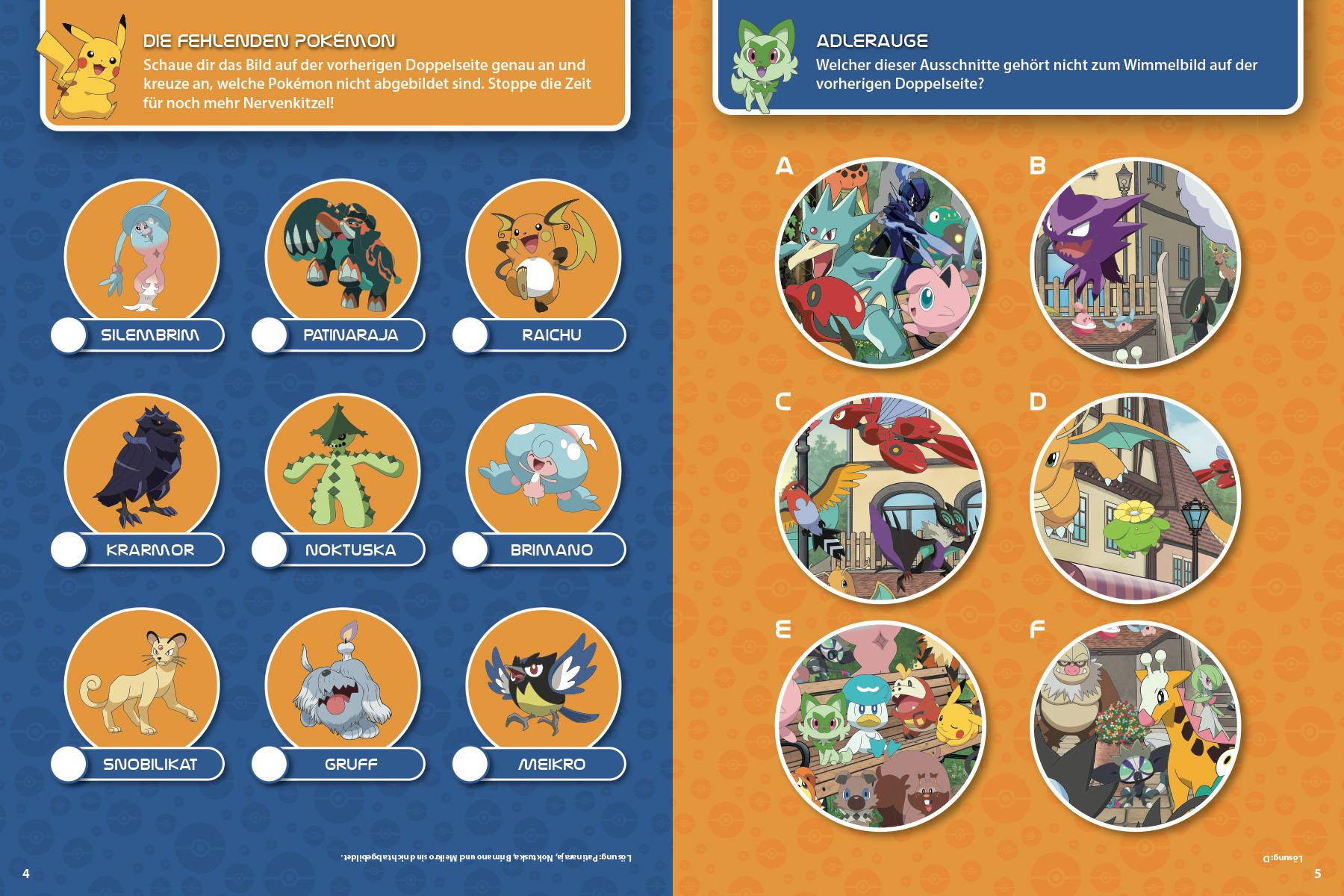 Beispielinhalt (Bild) Pokémon: Willkommen in Paldea!: Suchen - Rätseln - Stickern - Malen