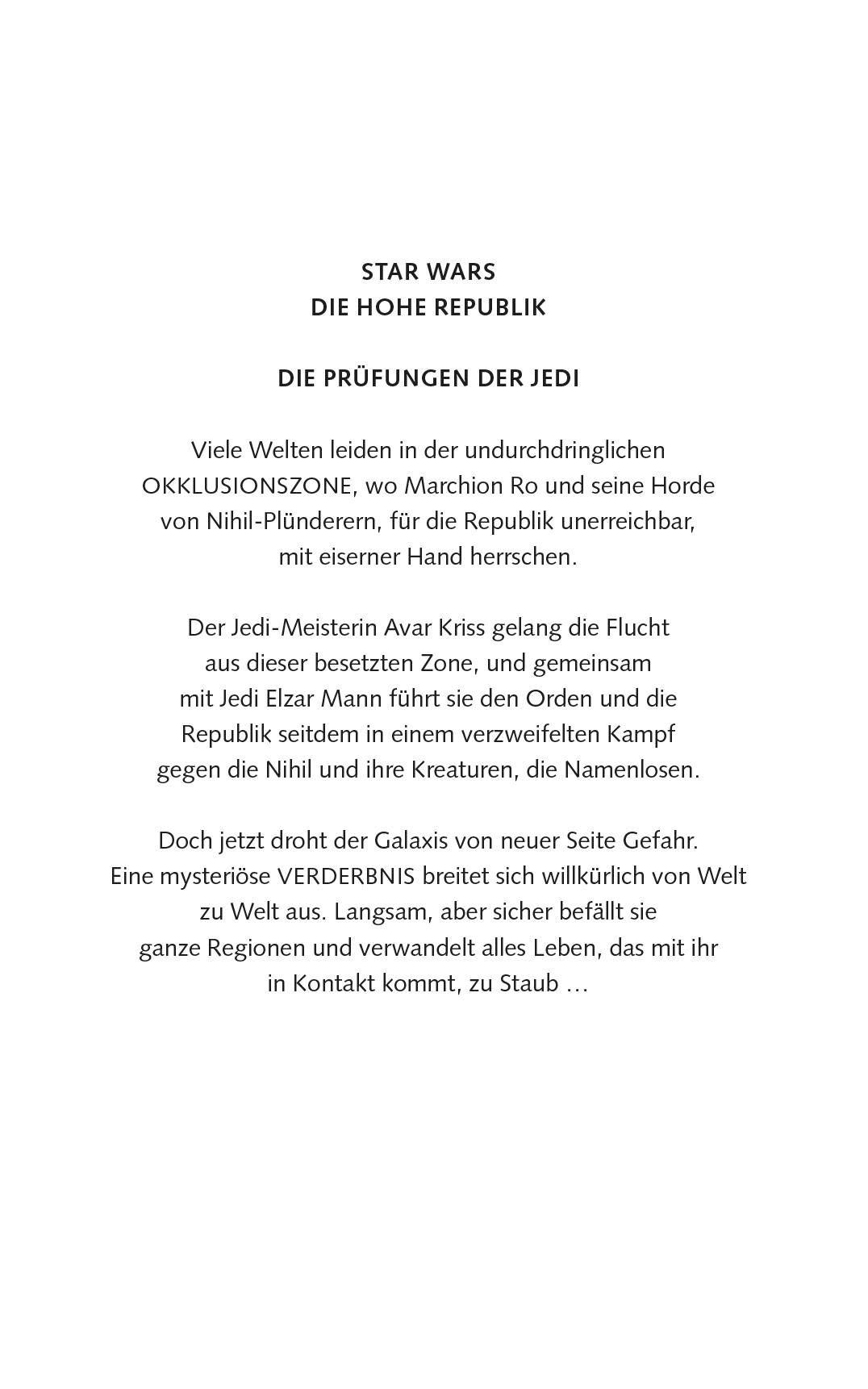 Beispielinhalt (Bild) Star Wars Jugendroman: Die Hohe Republik - Hüte dich vor den Namenlosen