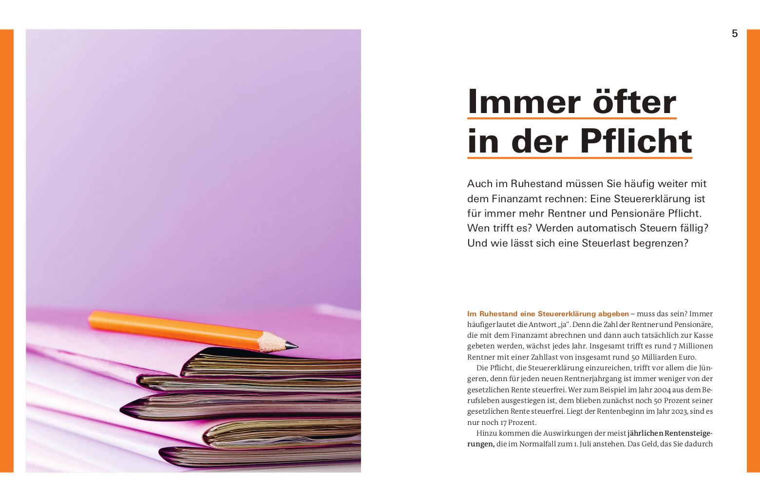 Beispielinhalt (Bild) Steuererklärung 2024/2025 - Rentner, Pensionäre