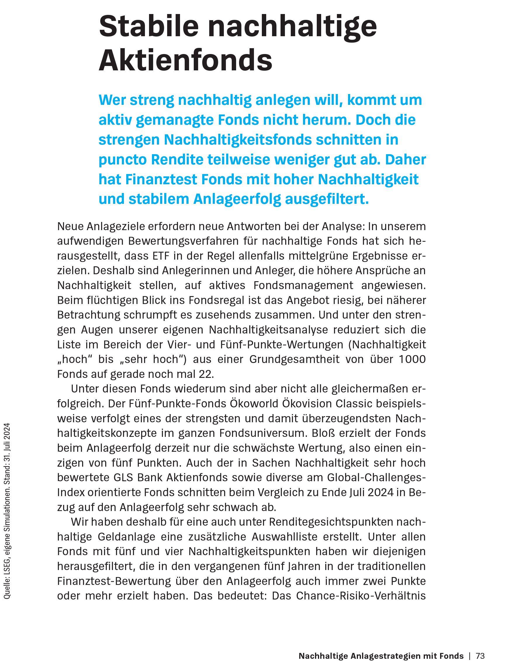 Beispielinhalt (Bild) Grüne Fonds und ETF