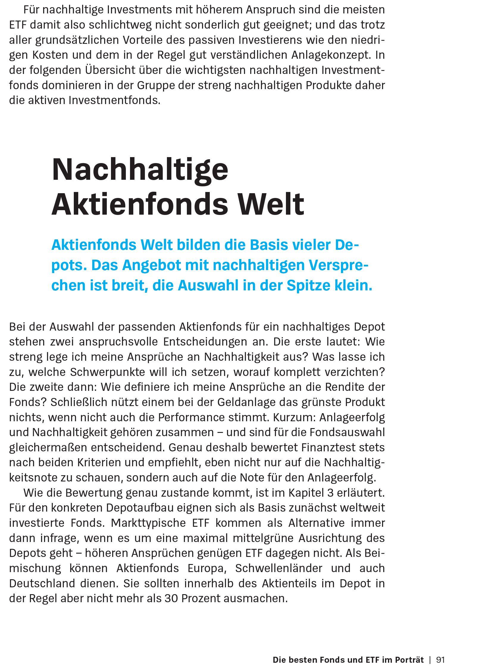 Beispielinhalt (Bild) Grüne Fonds und ETF