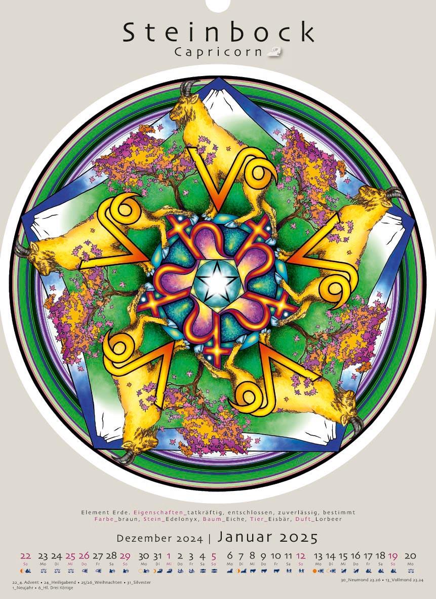 Beispielinhalt (Bild) Sternzeichen-Mandalas. Kalender 2025