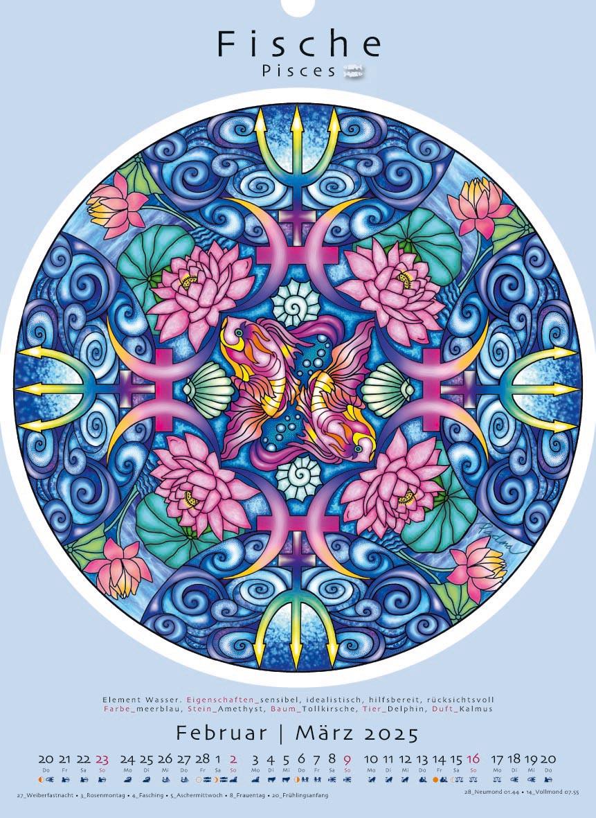 Beispielinhalt (Bild) Sternzeichen-Mandalas. Kalender 2025