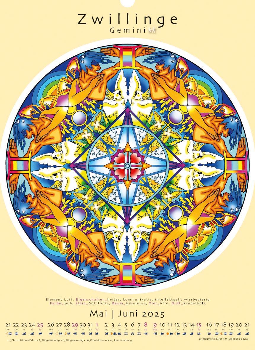 Beispielinhalt (Bild) Sternzeichen-Mandalas. Kalender 2025
