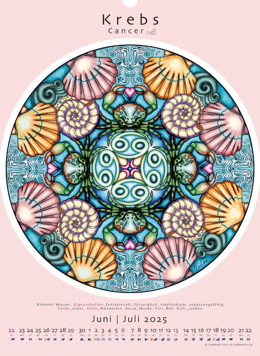 Beispielinhalt (Bild) Sternzeichen-Mandalas. Kalender 2025
