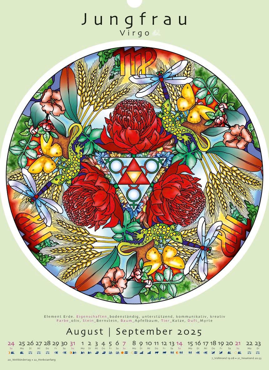 Beispielinhalt (Bild) Sternzeichen-Mandalas. Kalender 2025