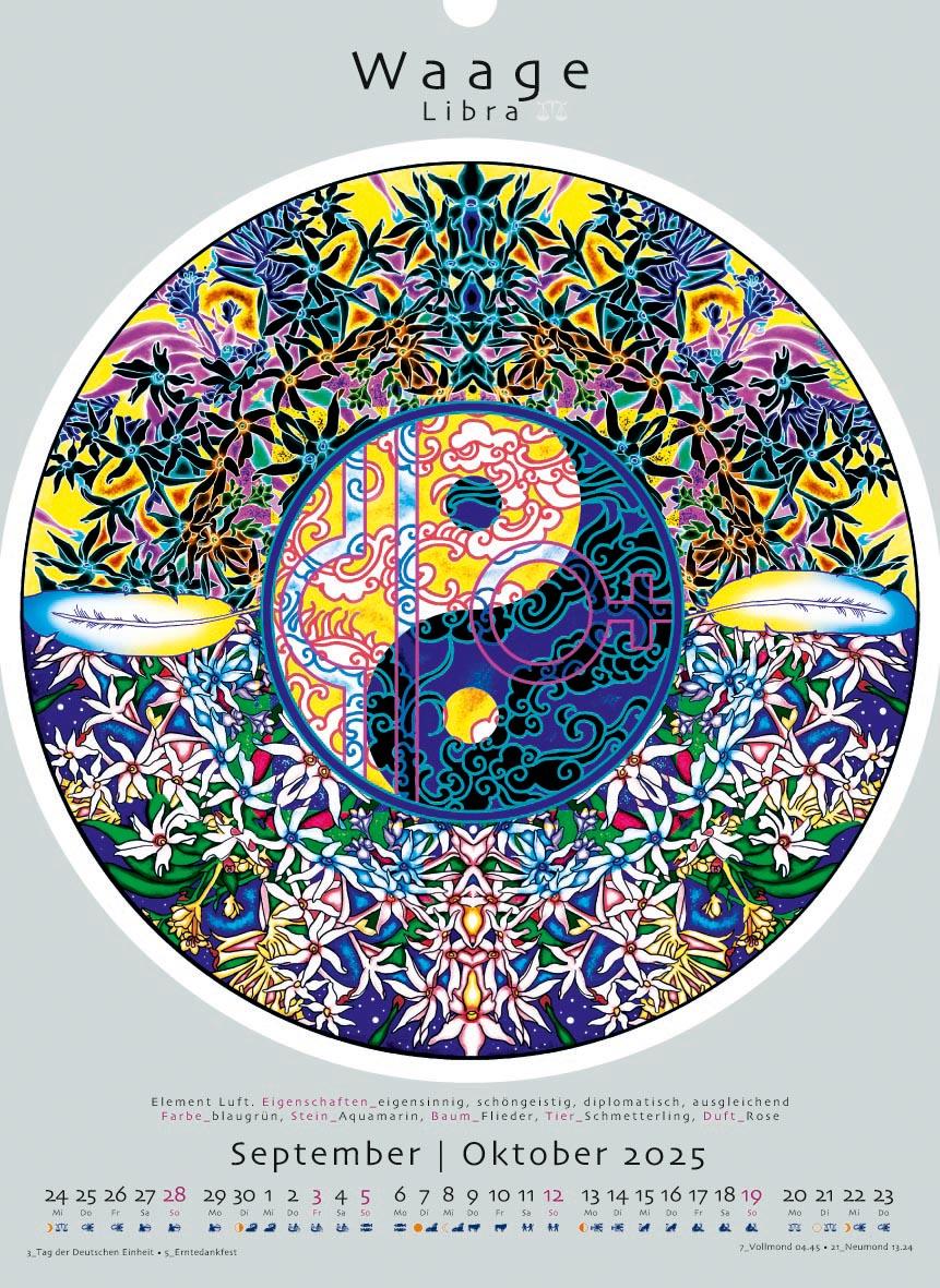 Beispielinhalt (Bild) Sternzeichen-Mandalas. Kalender 2025