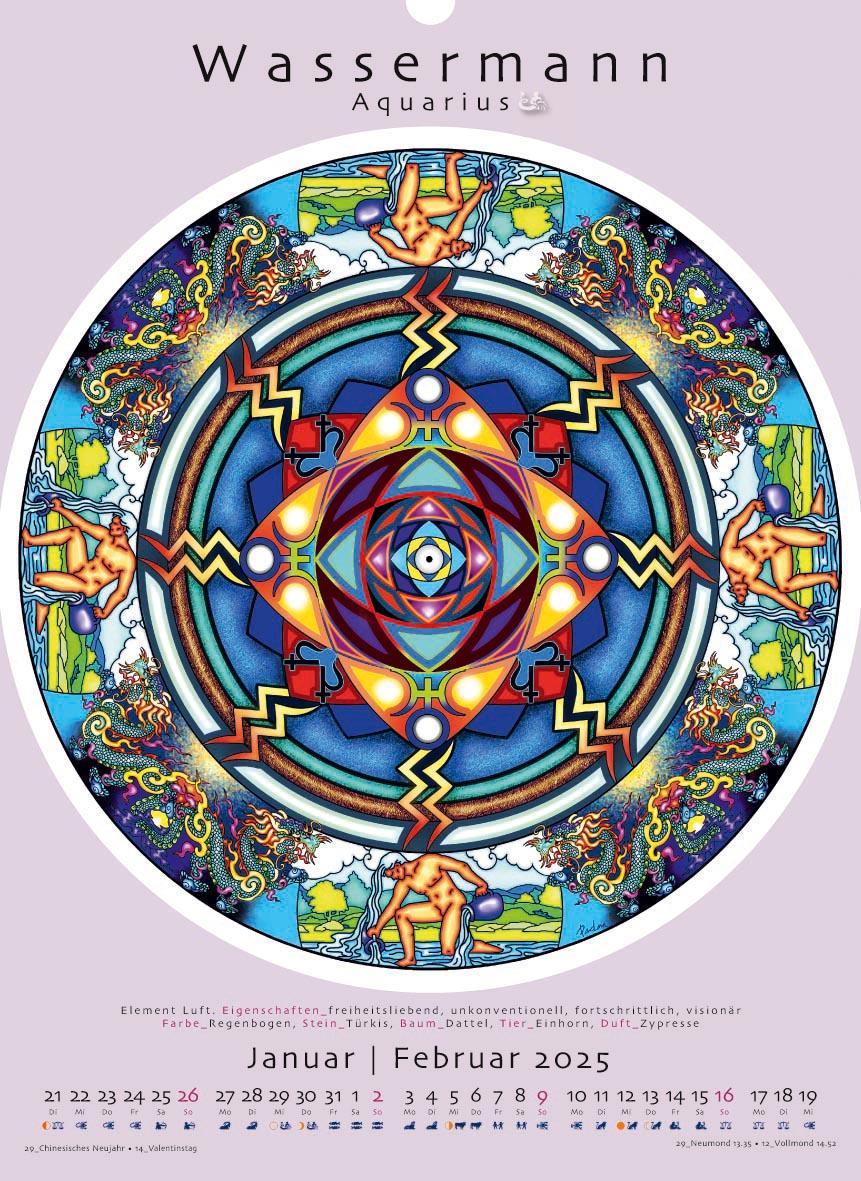 Beispielinhalt (Bild) Sternzeichen-Mandalas. Kalender 2025