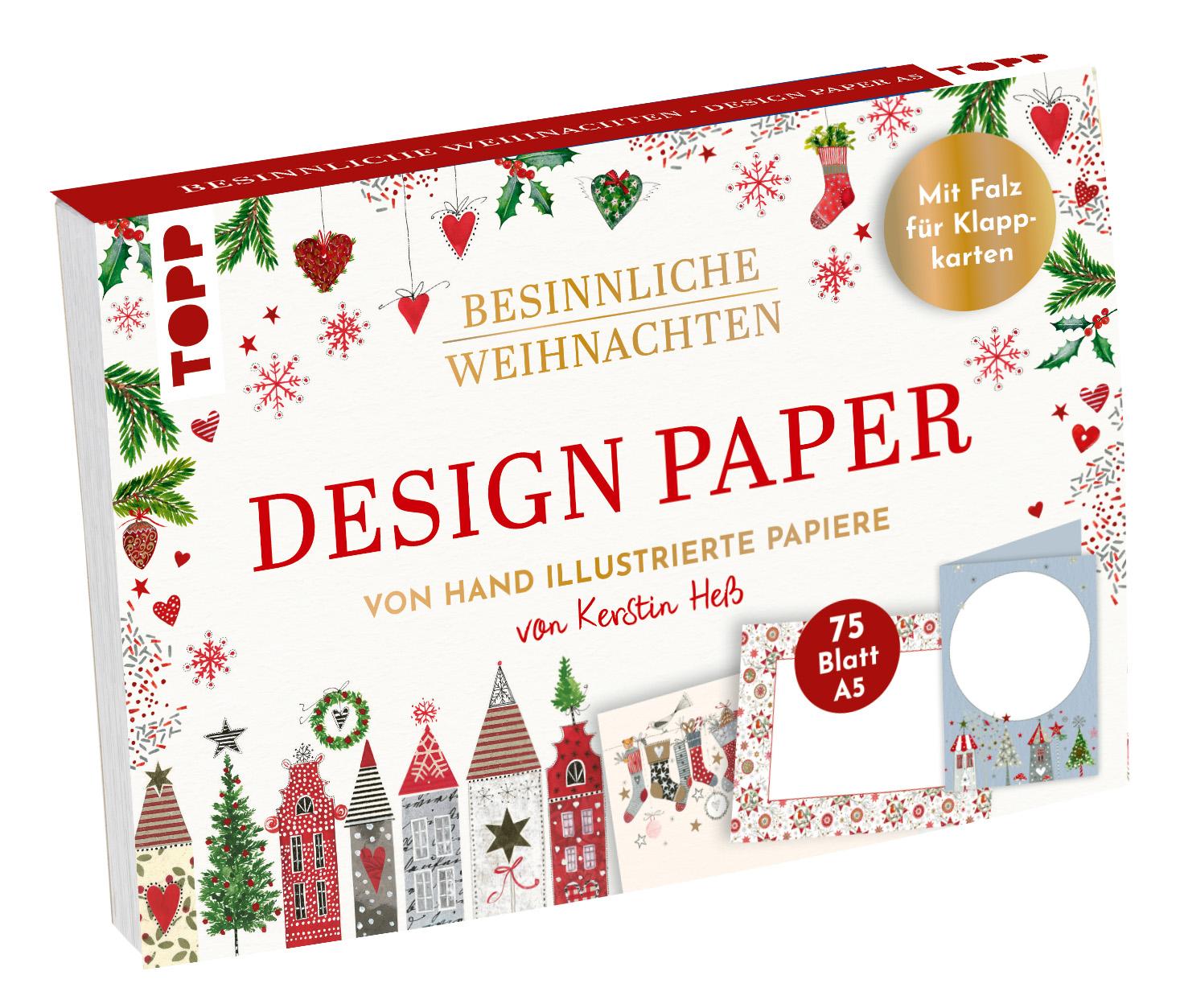 Vorderes Coverbild Design Paper Besinnliche Weihnachten DIN A5. Mit Falz für Klappkarten