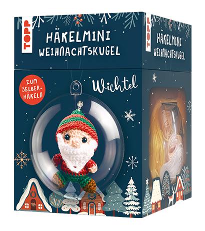 Vorderes Coverbild Häkelmini-Weihnachtskugel Häkelset Wichtel