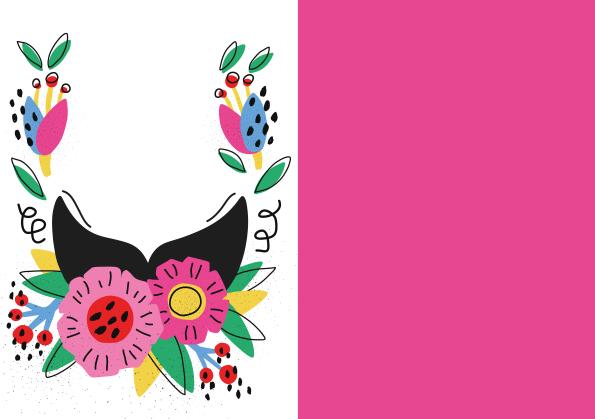 Beispielinhalt (Bild) Design Paper Frida Kahlo DIN A5. Mit Falz für Klappkarten