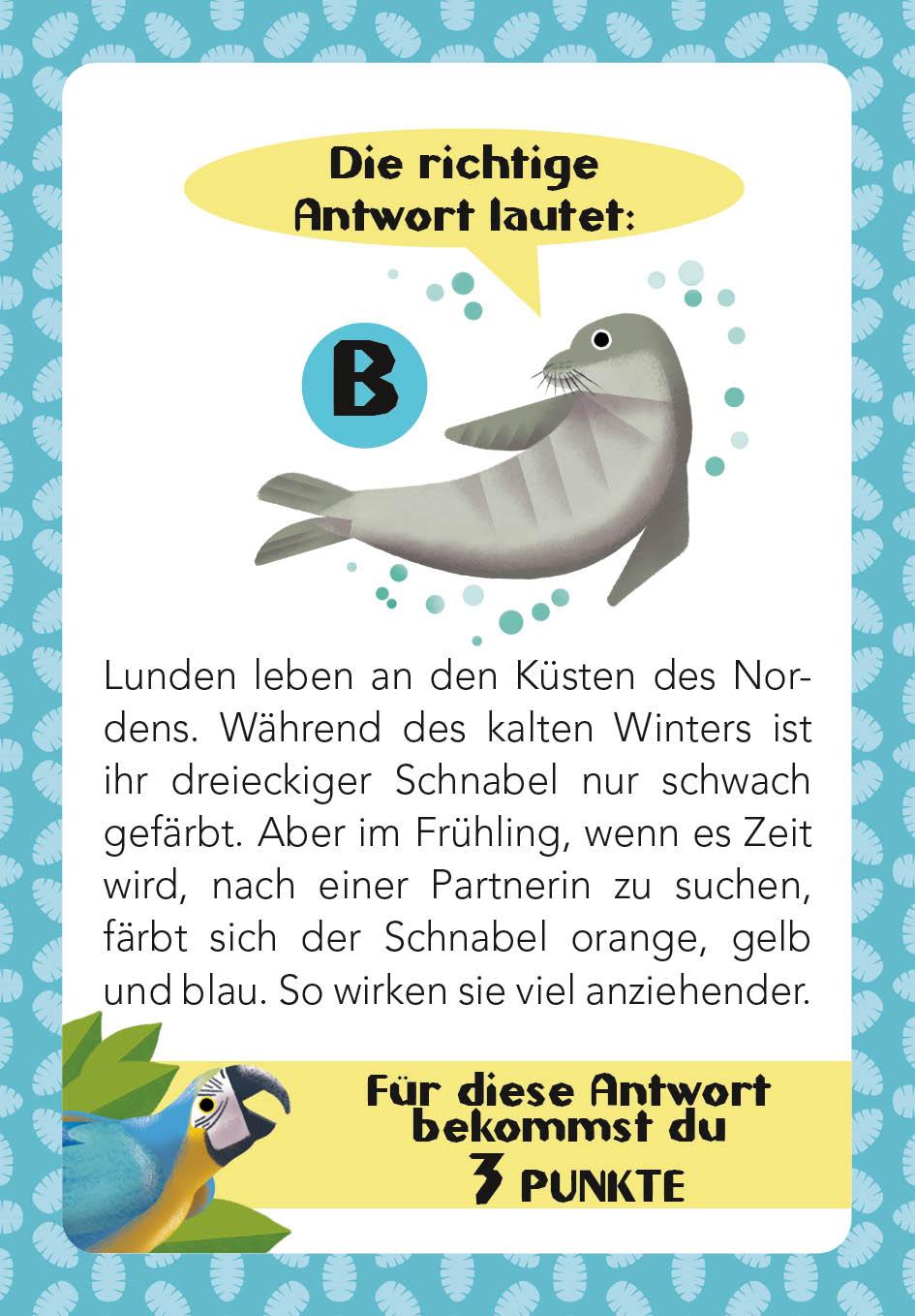 Beispielinhalt (Bild) Tier-Quiz. 100 Fragen über Tiere für Quizfans und Tierfans (100 Fragen & Antworten)