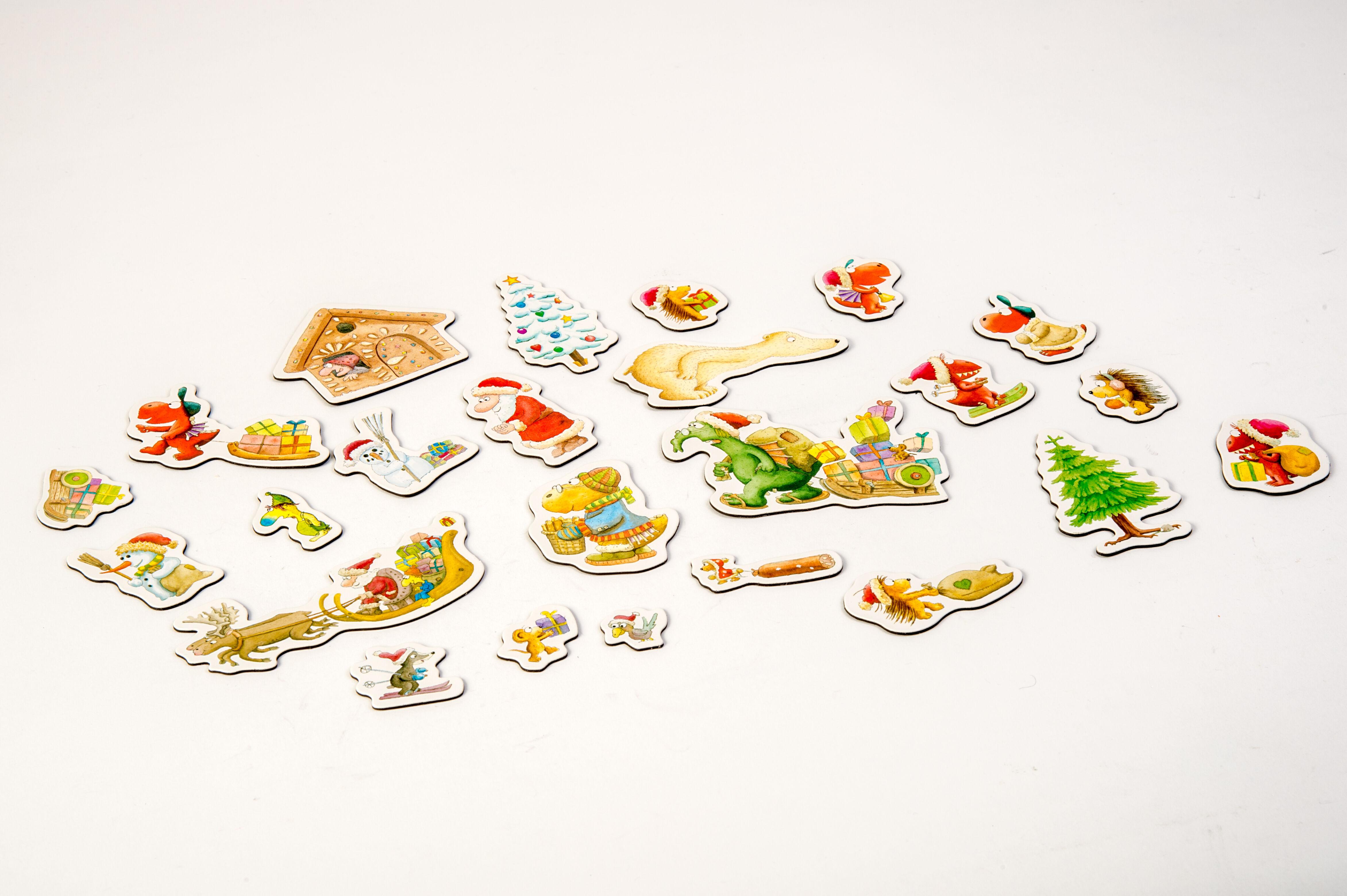 Beispielinhalt (Bild) Der kleine Drache Kokosnuss. Magnet-Adventskalender mit 24 verschiedenen Magnet-Motiven