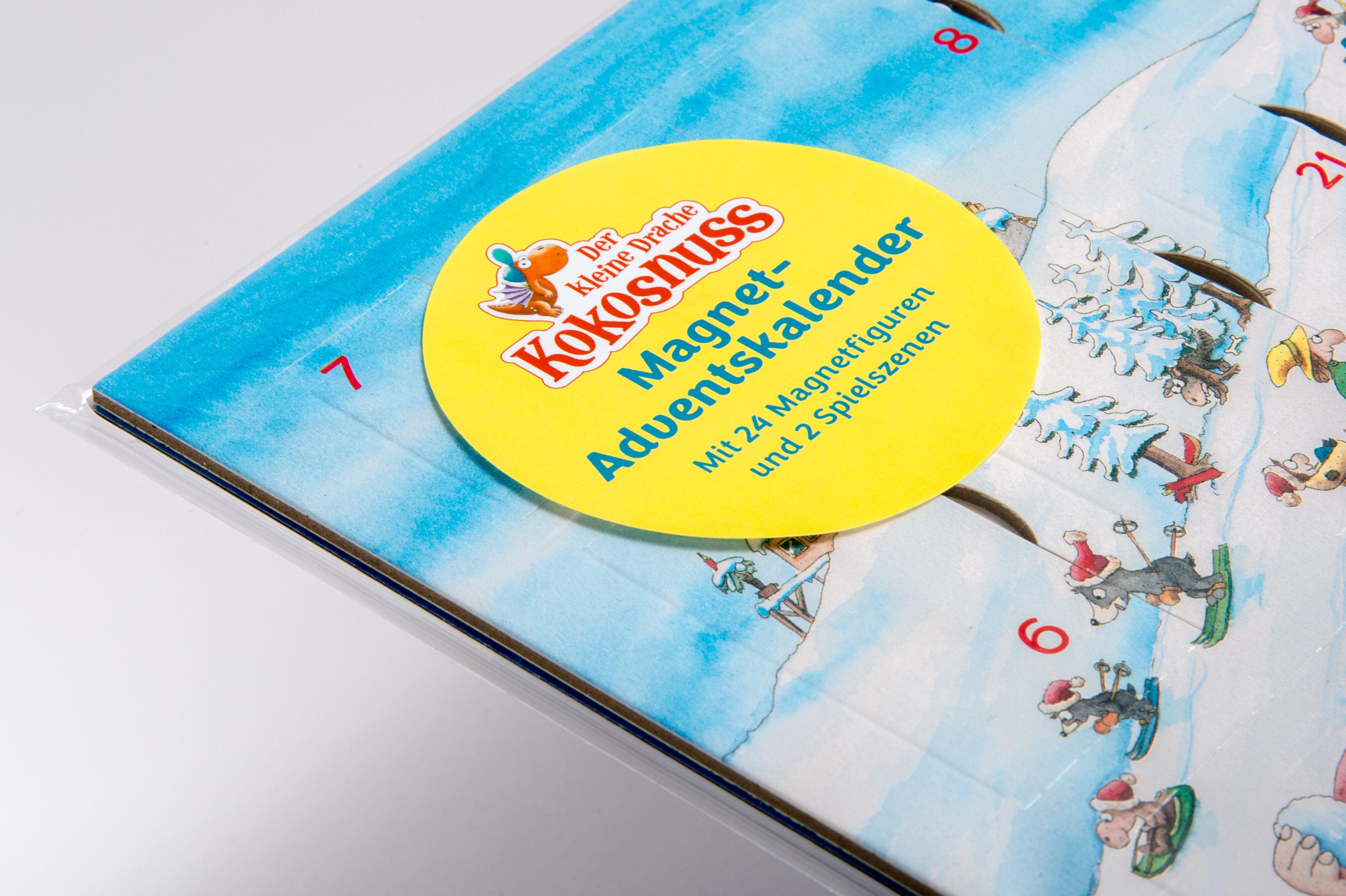 Beispielinhalt (Bild) Der kleine Drache Kokosnuss. Magnet-Adventskalender mit 24 verschiedenen Magnet-Motiven
