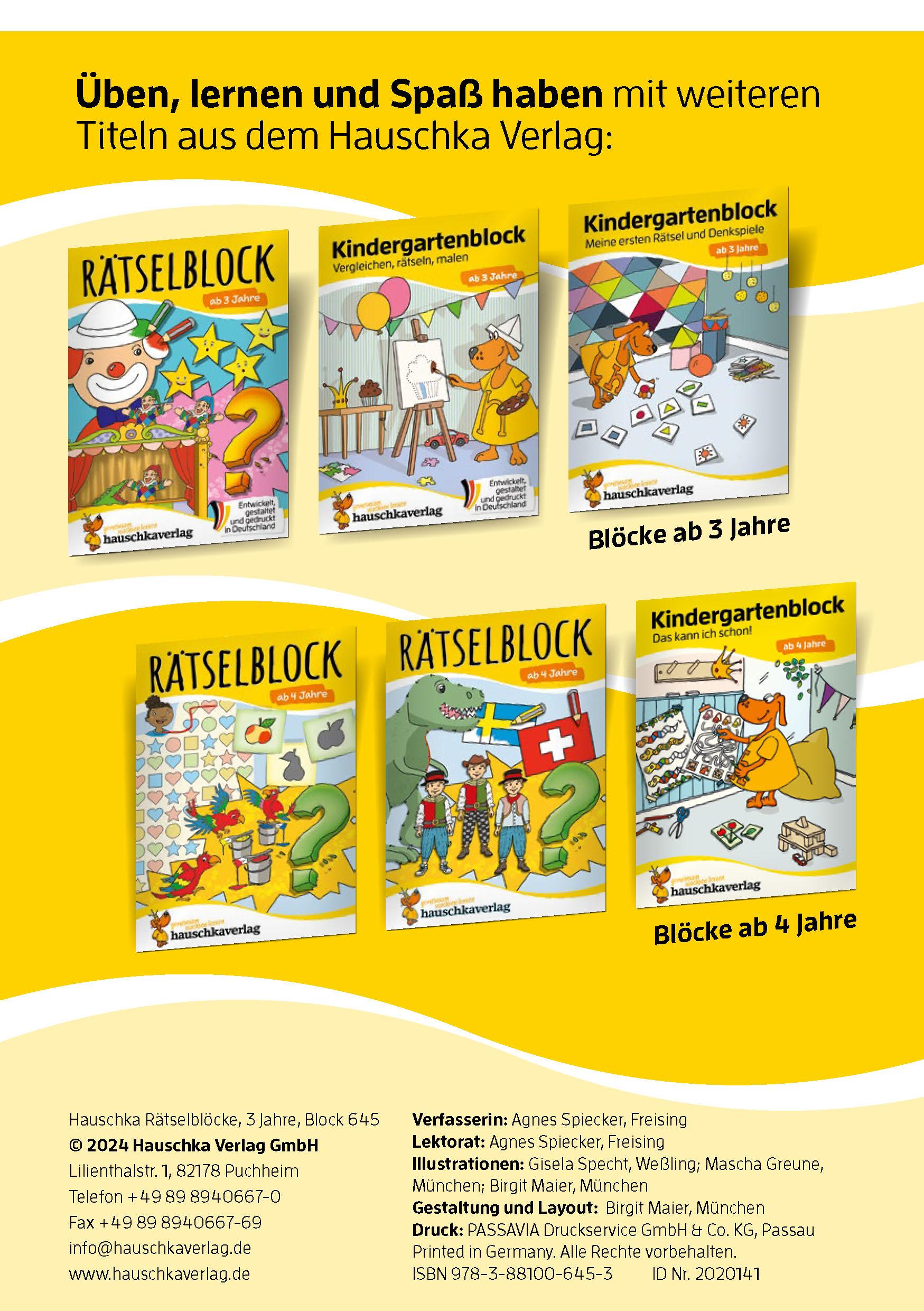 Beispielinhalt (Bild) Rätselblock ab 3 Jahre, Band 2