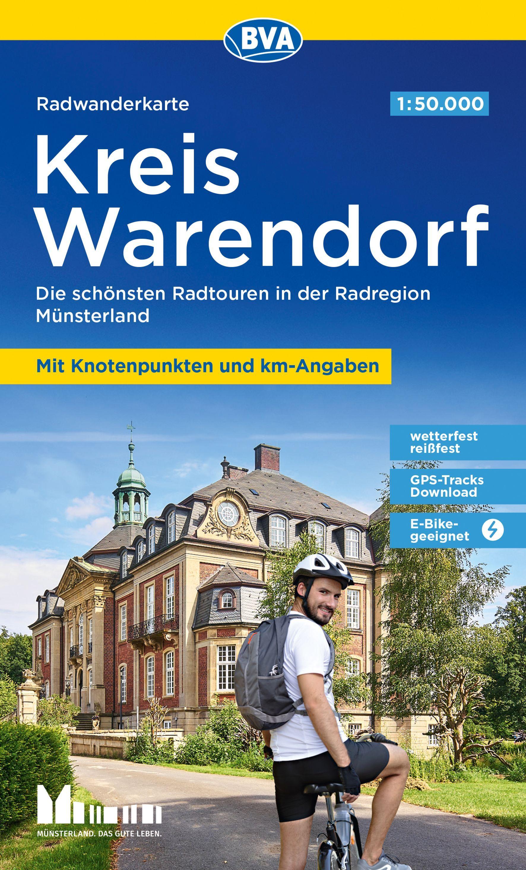 Vorderes Coverbild BVA Radwanderkarte Kreis Warendorf mit Knotenpunkten 1:50.000