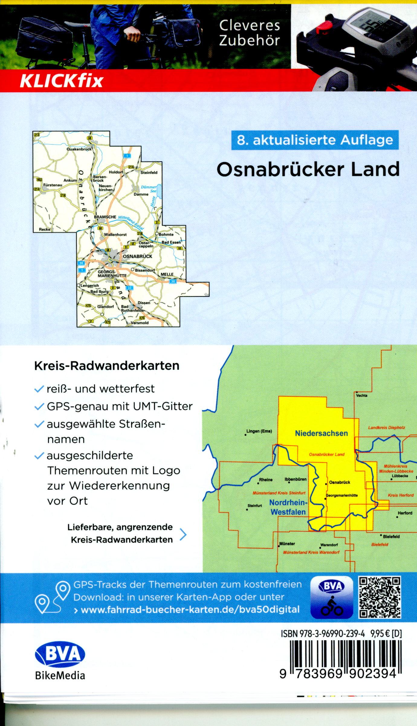 Beispielinhalt (Bild) Radwanderkarte BVA Radwandern im Osnabrücker Land 1:60.000, reiß- und wetterfest, GPS-Tracks Download