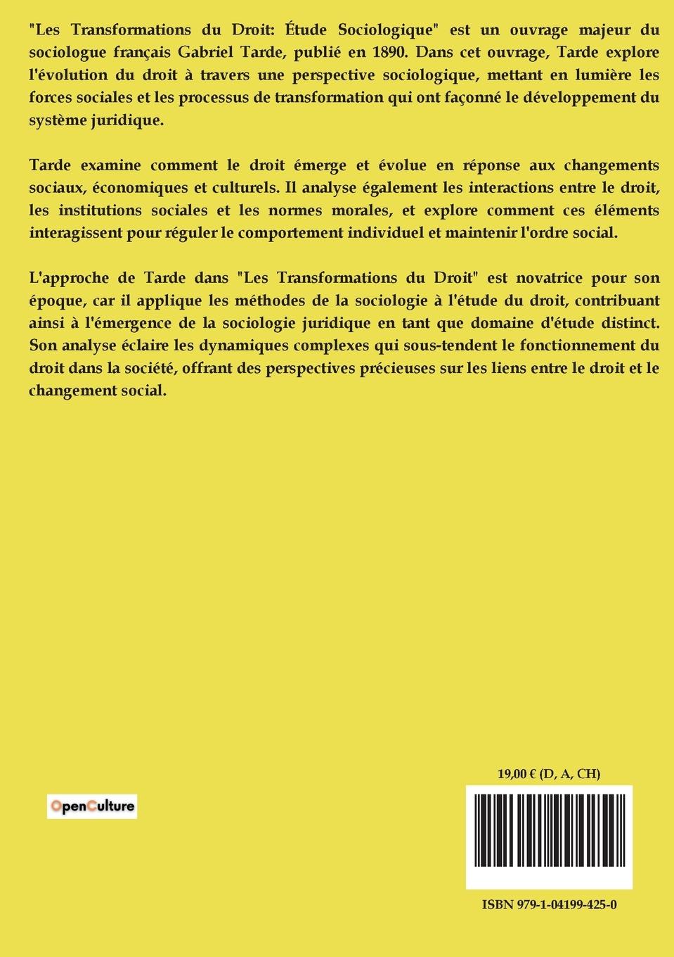 Rückseitencover Les transformations du droit