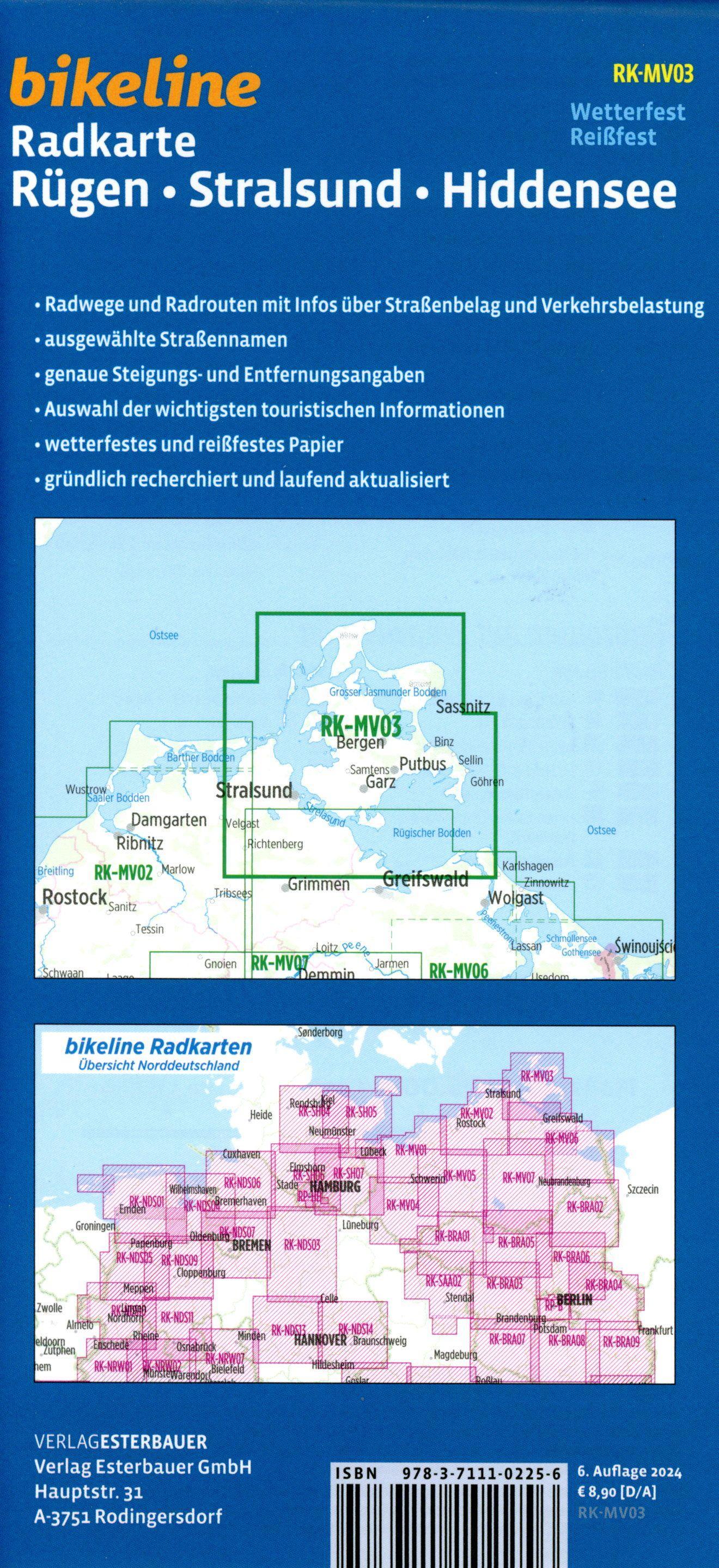 Beispielinhalt (Bild) Radkarte Rügen Stralsund Hiddensee (RK-MV03)