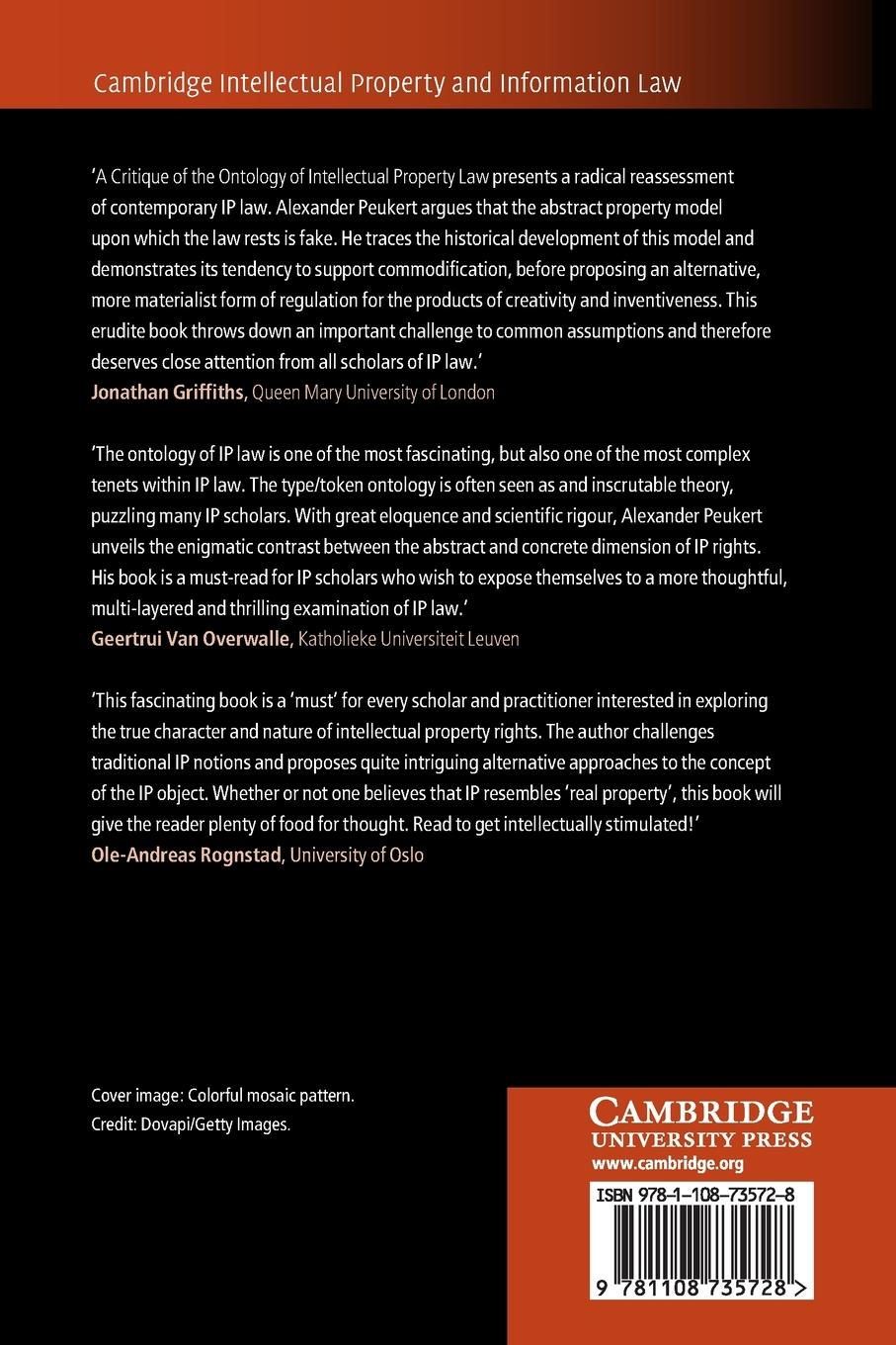 Rückseitencover A Critique of the Ontology of Intellectual Property Law