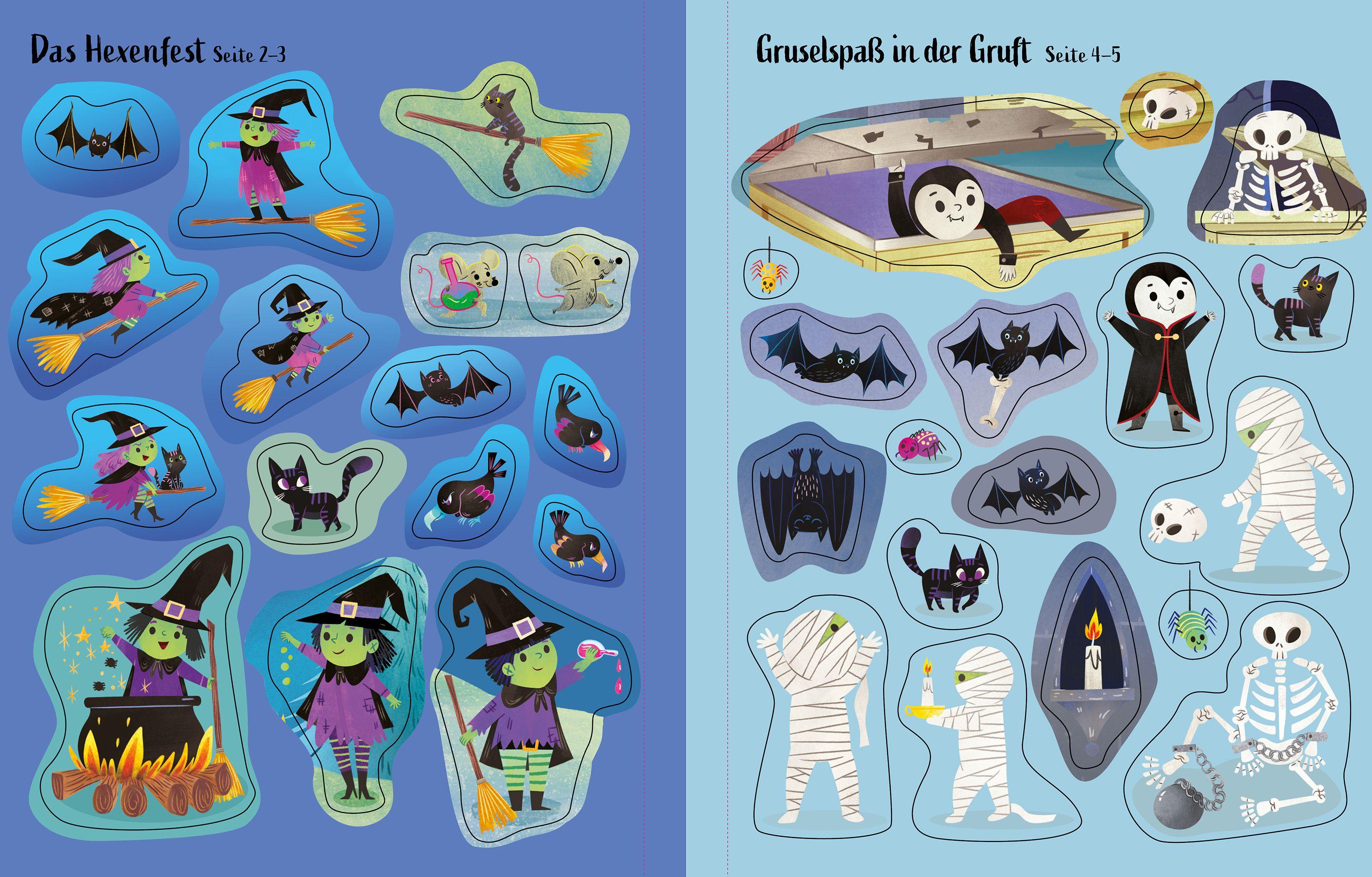 Beispielinhalt (Bild) Mein erstes Stickerbuch: Hexen, Vampire, Monster