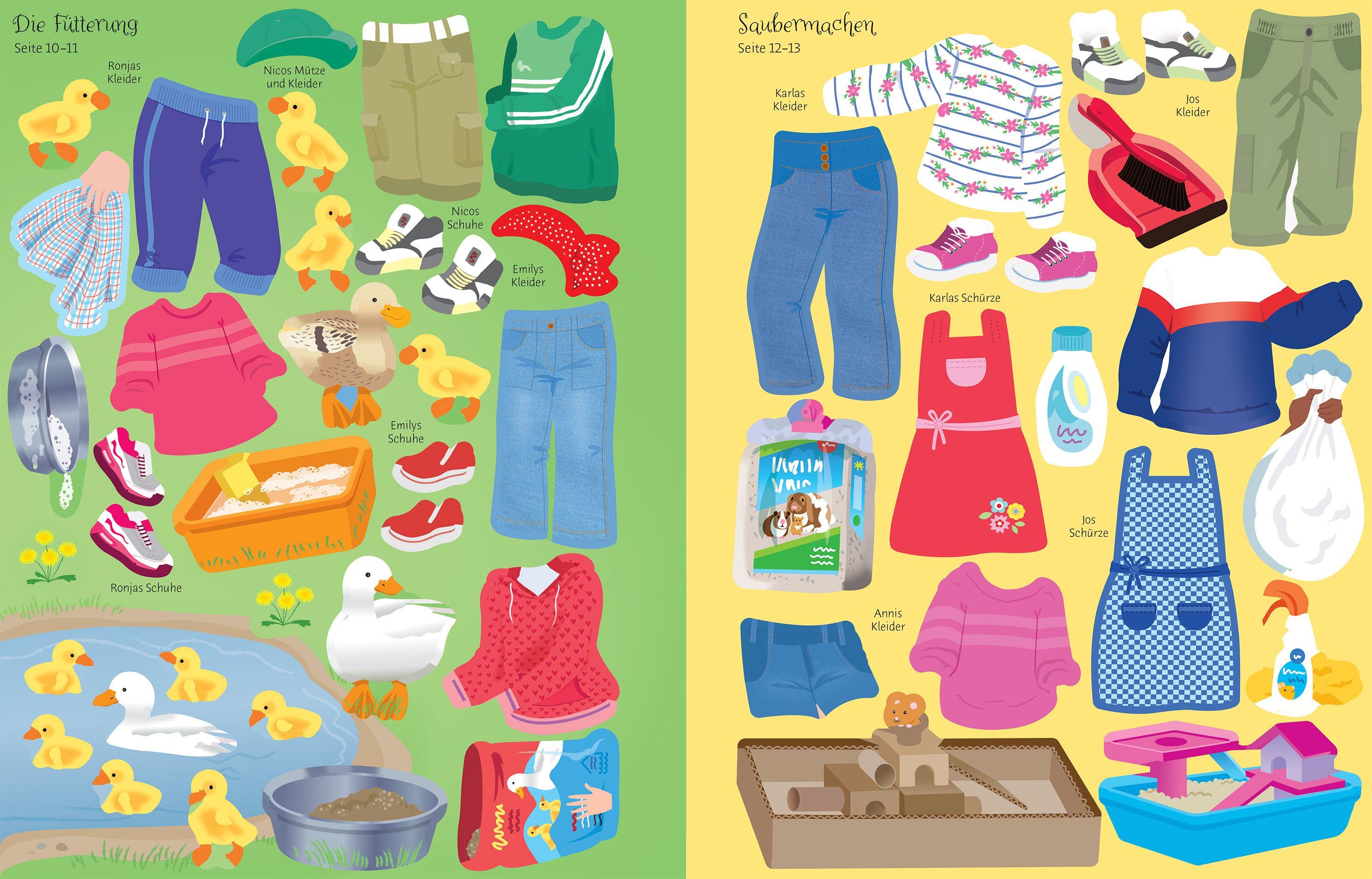 Beispielinhalt (Bild) Mein Anziehpuppen-Stickerbuch: Haustiere